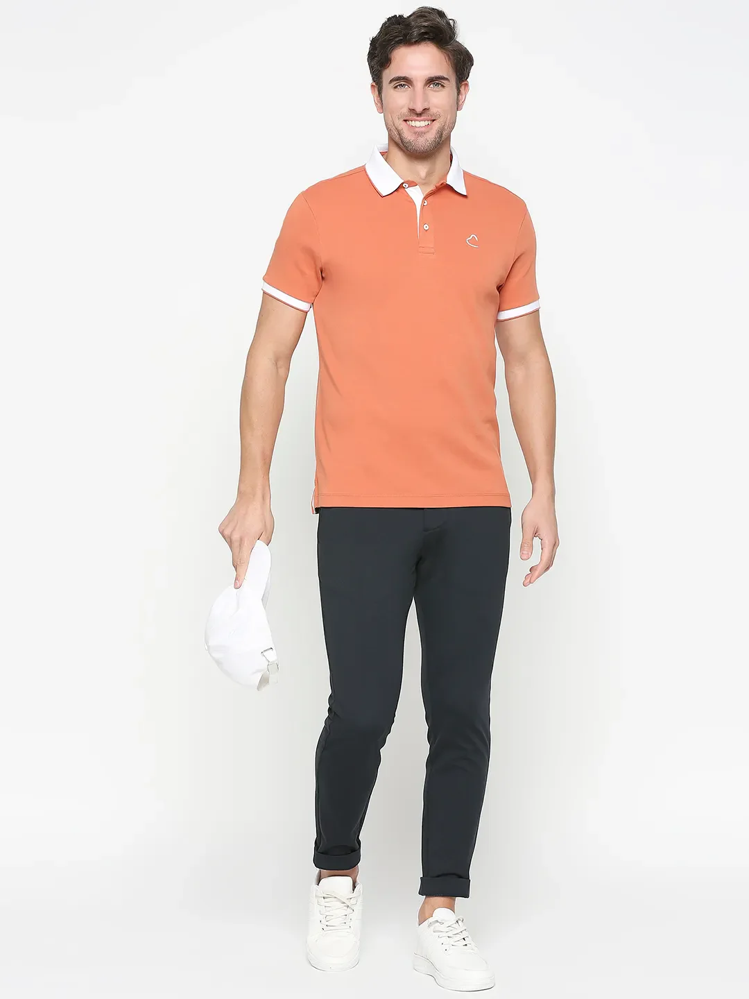 Orange Regular Fit Men's Polo T-Shirt by Being Human Clothing - Image 6