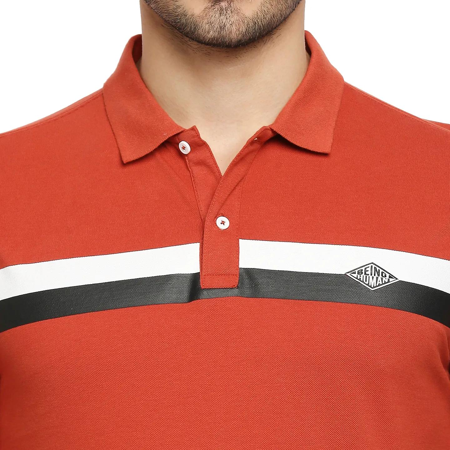 Brown Regular Fit Men's Long Sleeves Polo T-Shirt by Being Human Clothing - Image 2