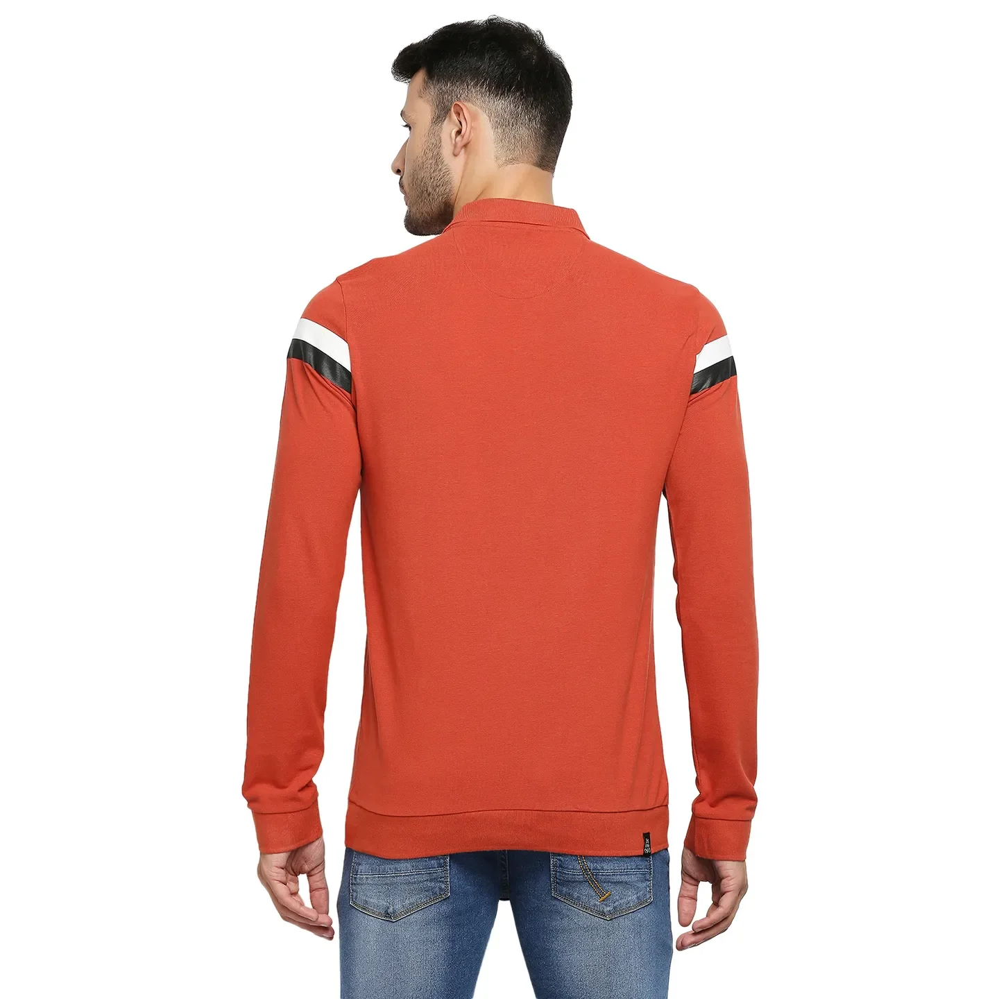 Brown Regular Fit Men's Long Sleeves Polo T-Shirt by Being Human Clothing - Image 4