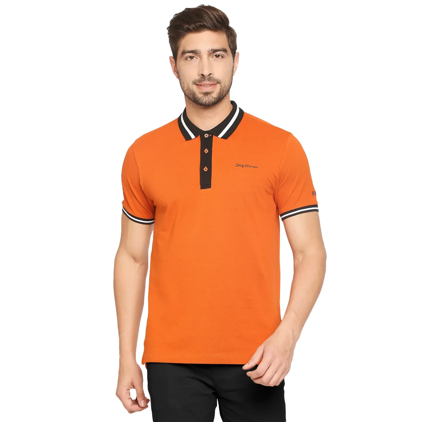 Brown Regular Fit Men's Polo T-Shirt by Being Human Clothing