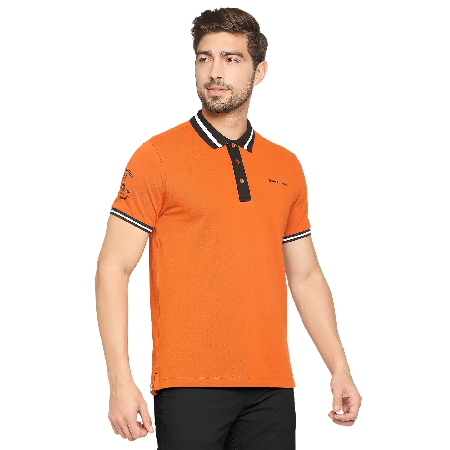 Brown Regular Fit Men's Polo T-Shirt by Being Human Clothing - Image 5