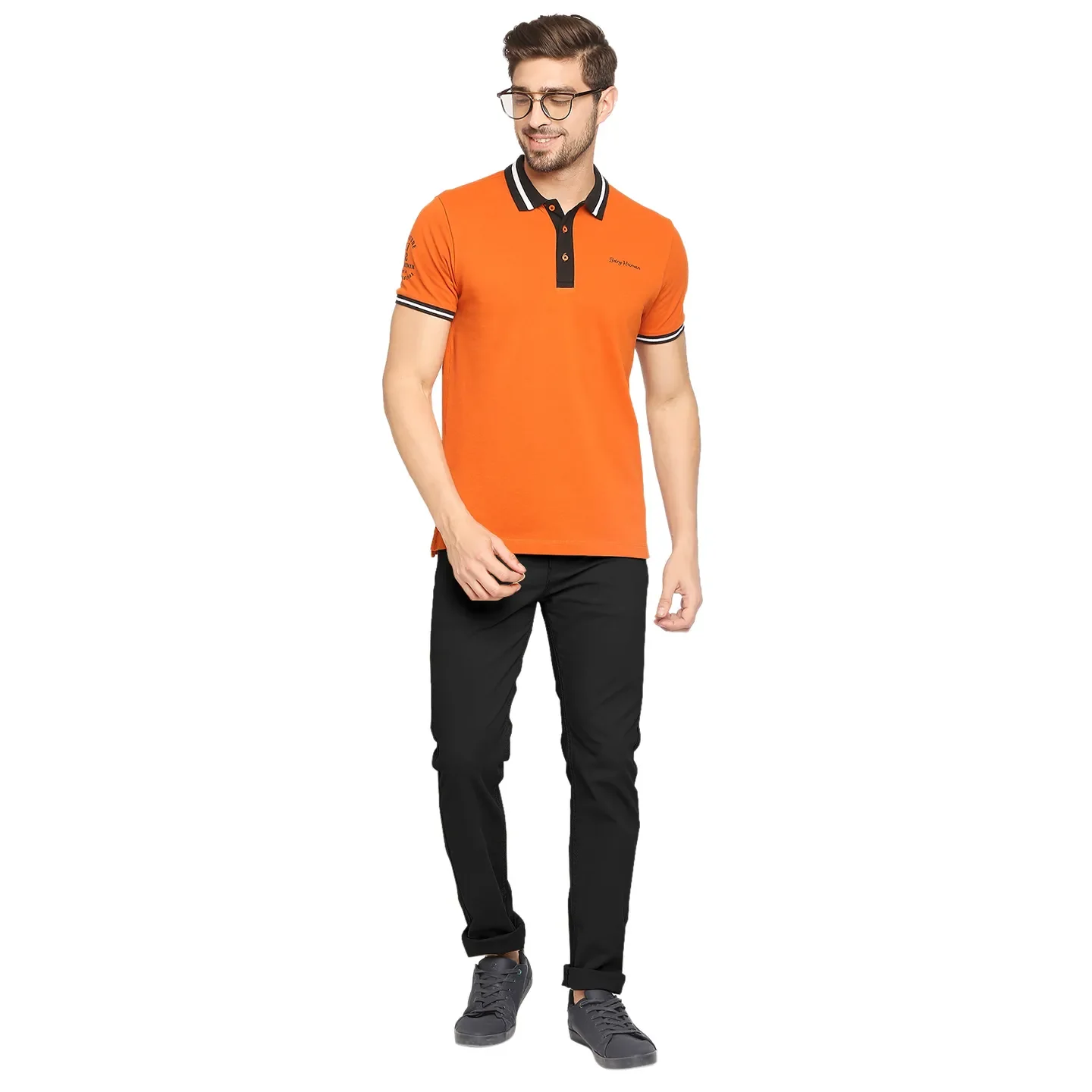Brown Regular Fit Men's Polo T-Shirt by Being Human Clothing - Image 6