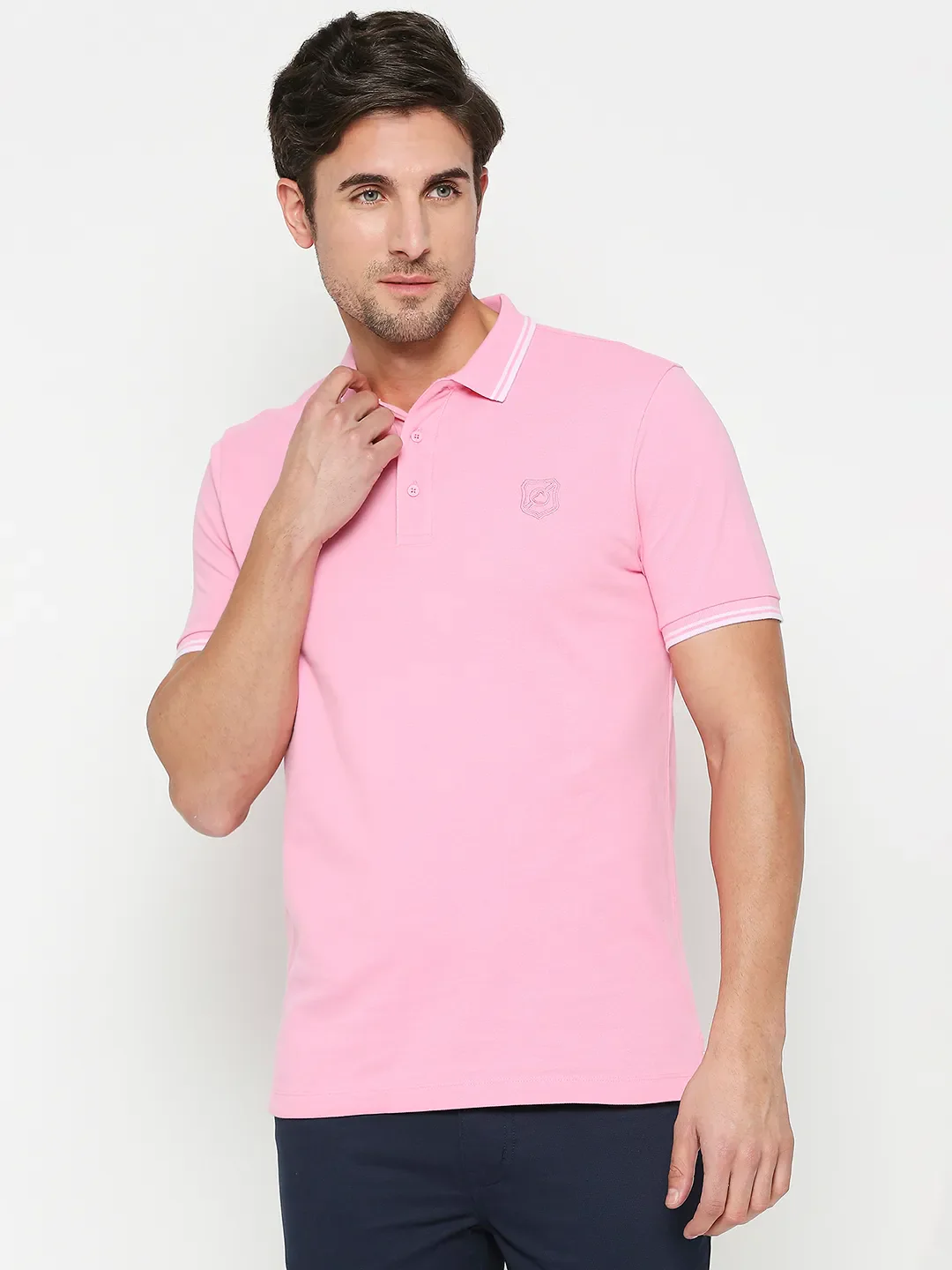 Pink Regular Fit Men's Polo T-Shirt by Being Human Clothing