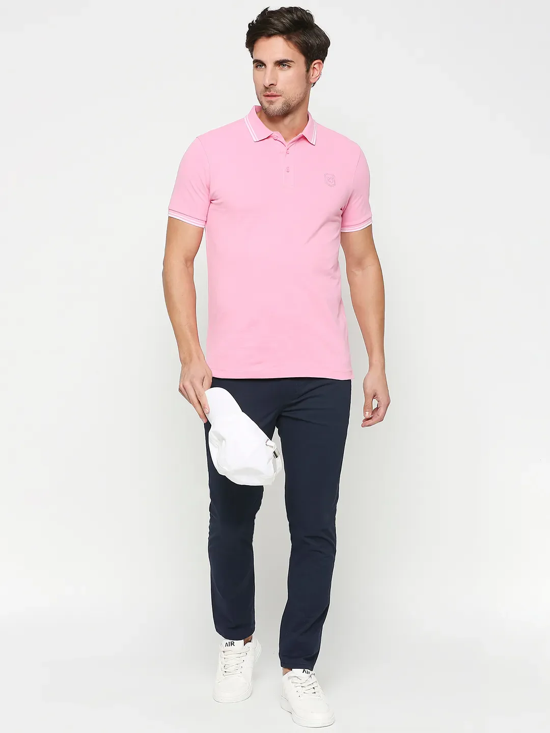 Pink Regular Fit Men's Polo T-Shirt by Being Human Clothing - Image 6
