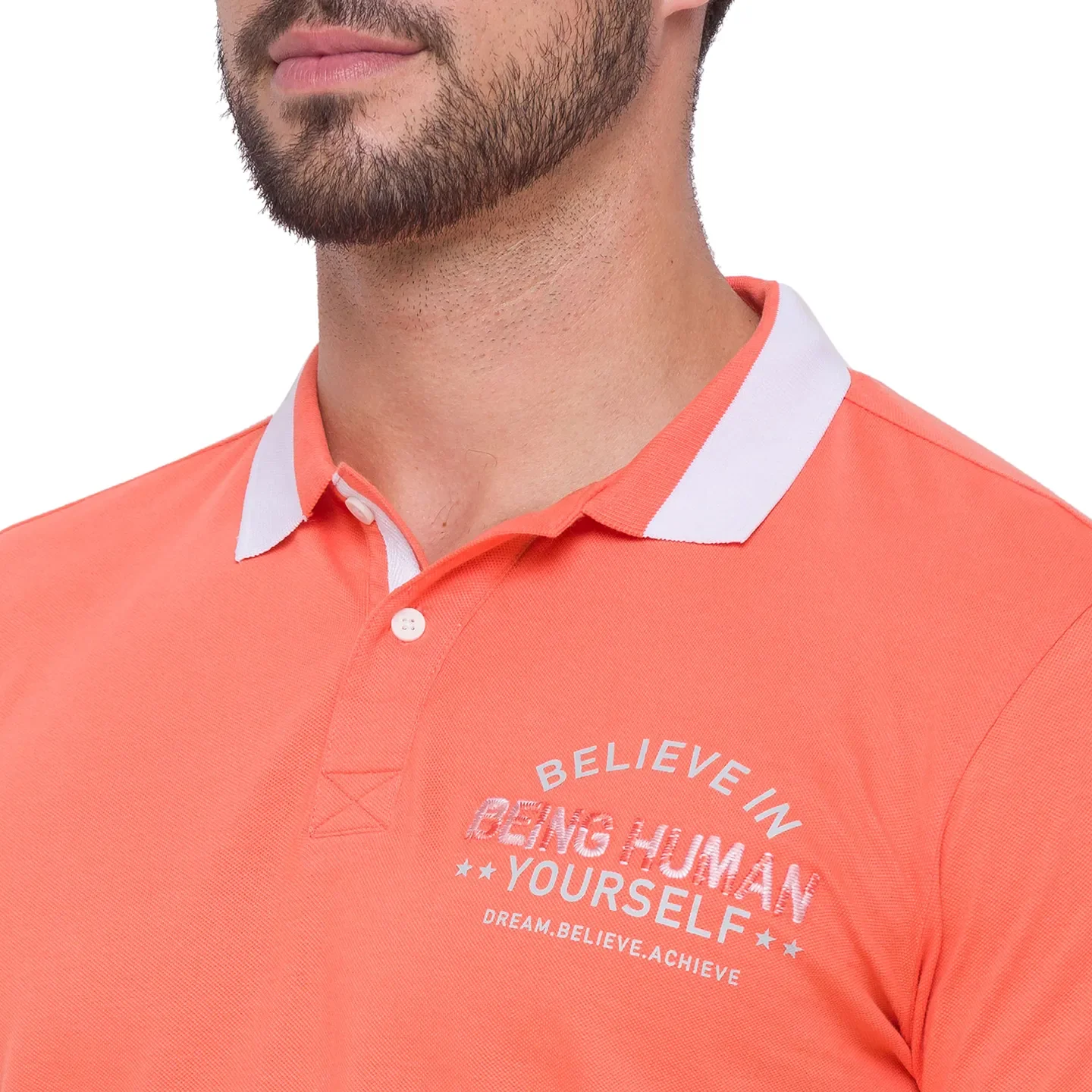 Orange Regular Fit Men's Polo T-shirt by Being Human Clothing - Image 5