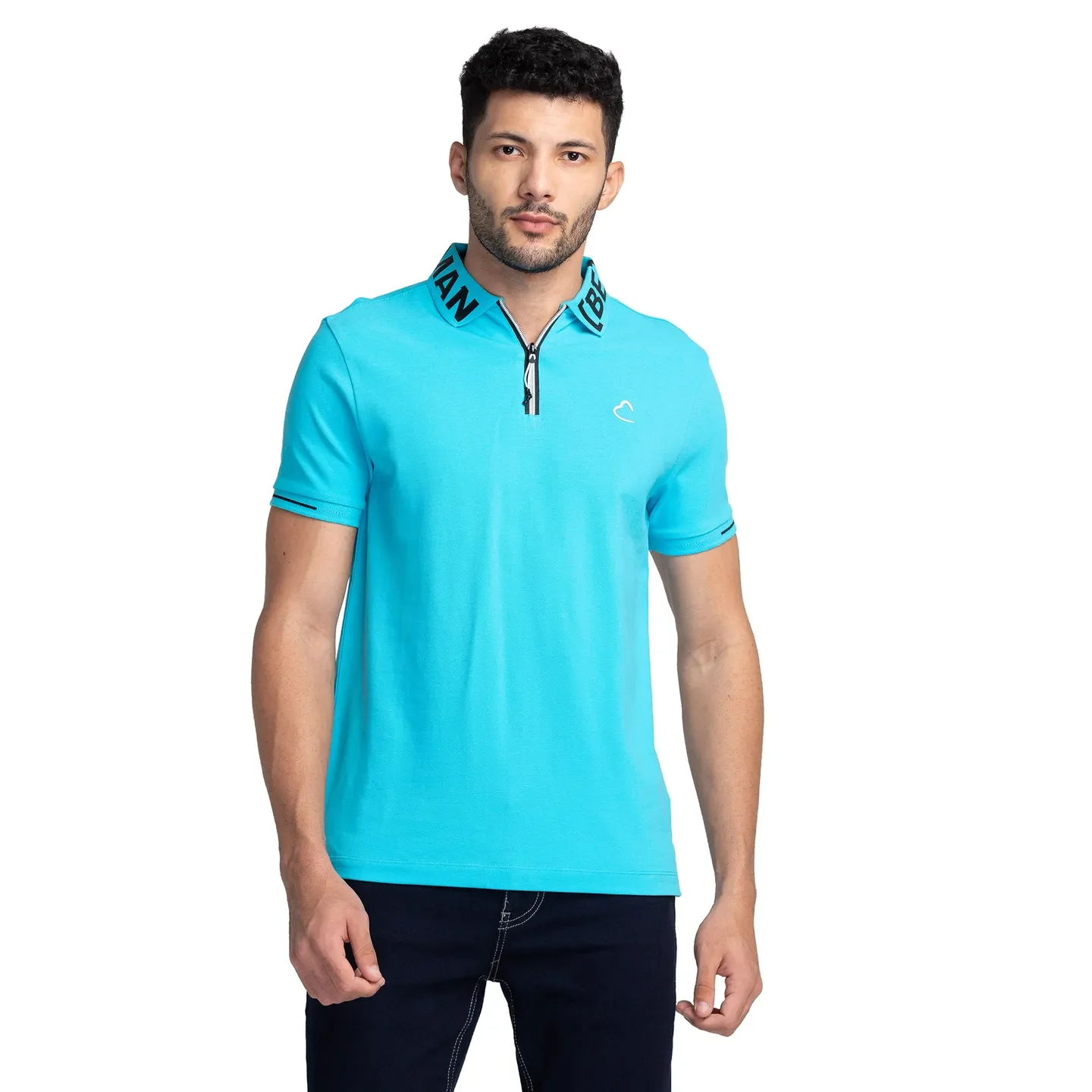 Blue Regular Fit Men's Polo T-Shirt by Being Human Clothing