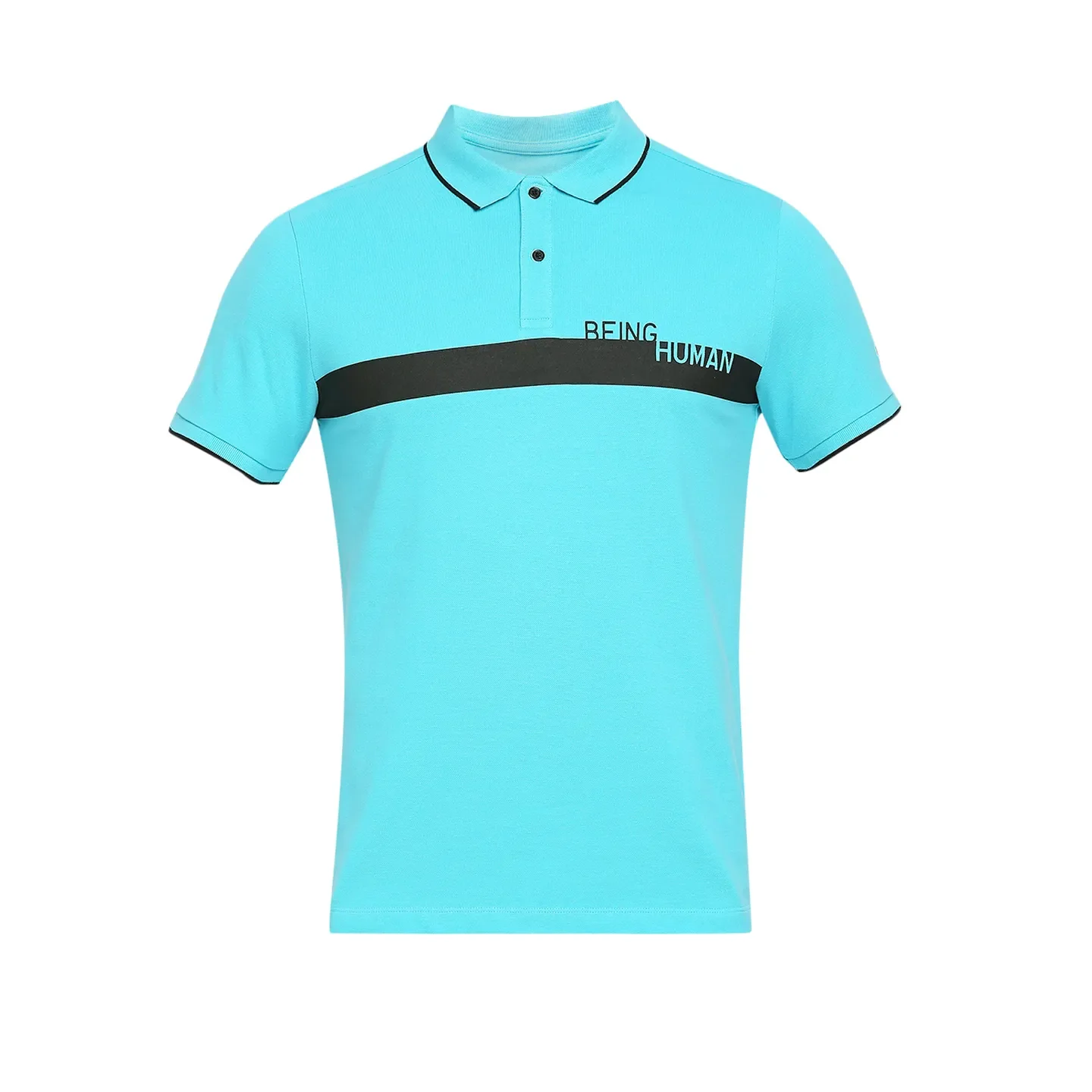 Blue Regular Fit Men's Polo T-Shirt by Being Human Clothing - Image 7