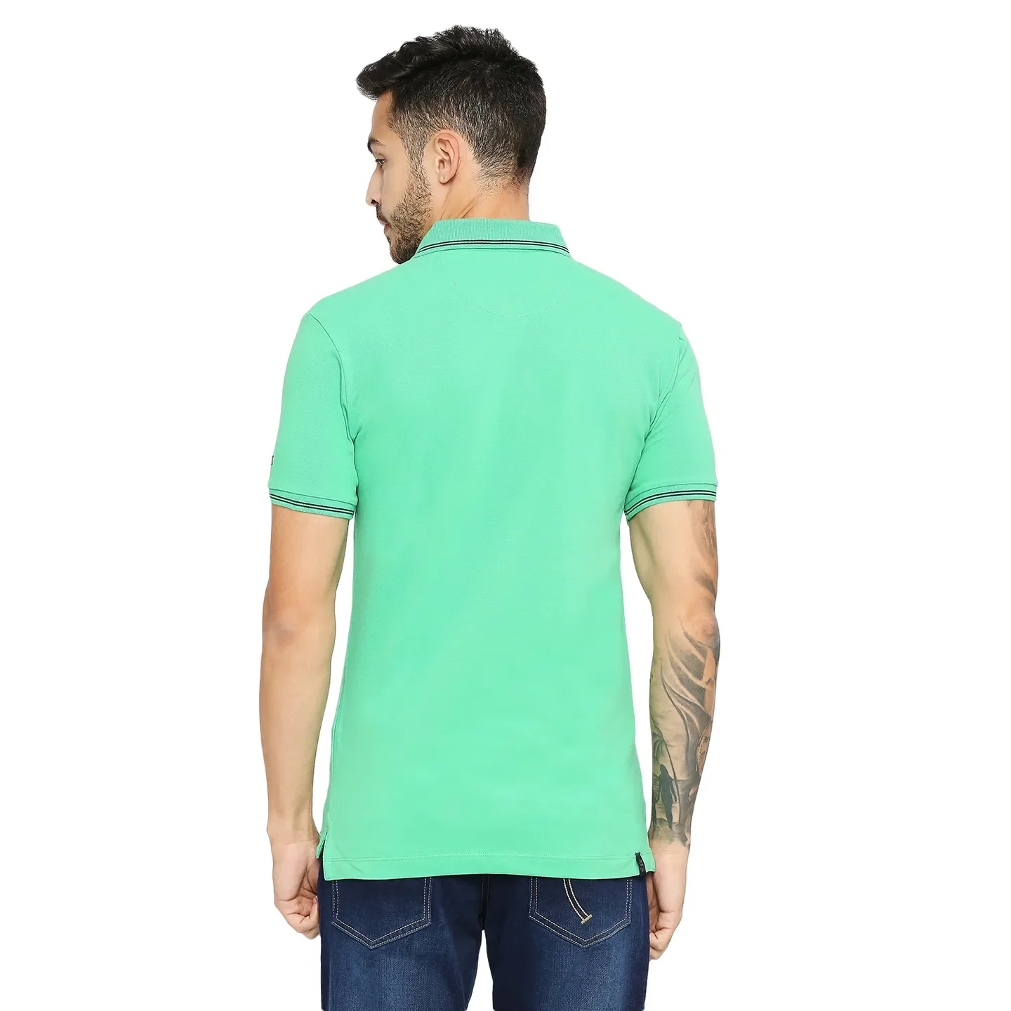 Sea Green Regular Fit Men's Polo T-shirt by Being Human Clothing - Image 4