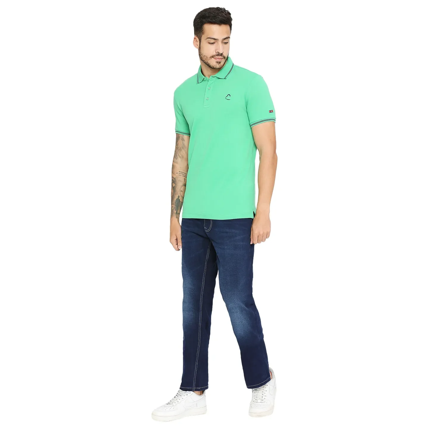 Sea Green Regular Fit Men's Polo T-shirt by Being Human Clothing - Image 6