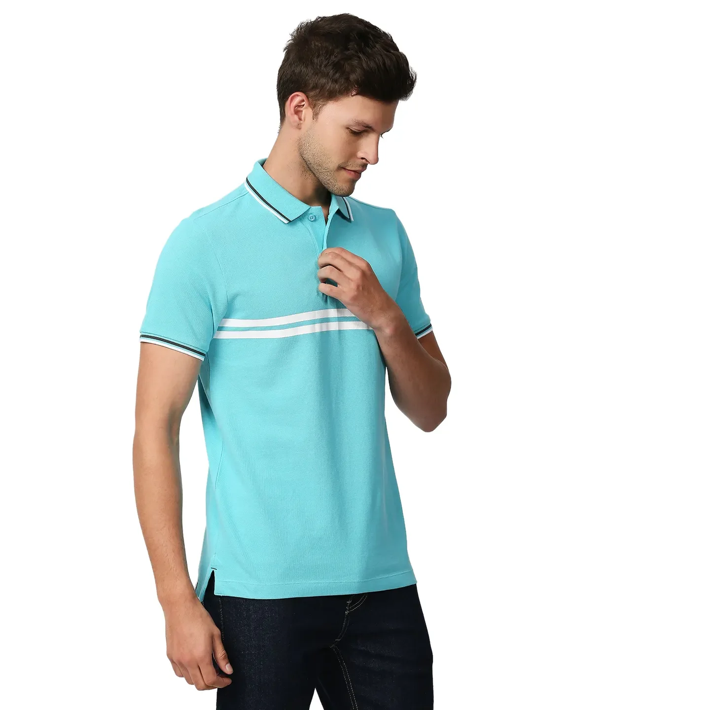 Blue Regular Fit Men's Polo T-Shirt by Being Human Clothing - Image 3