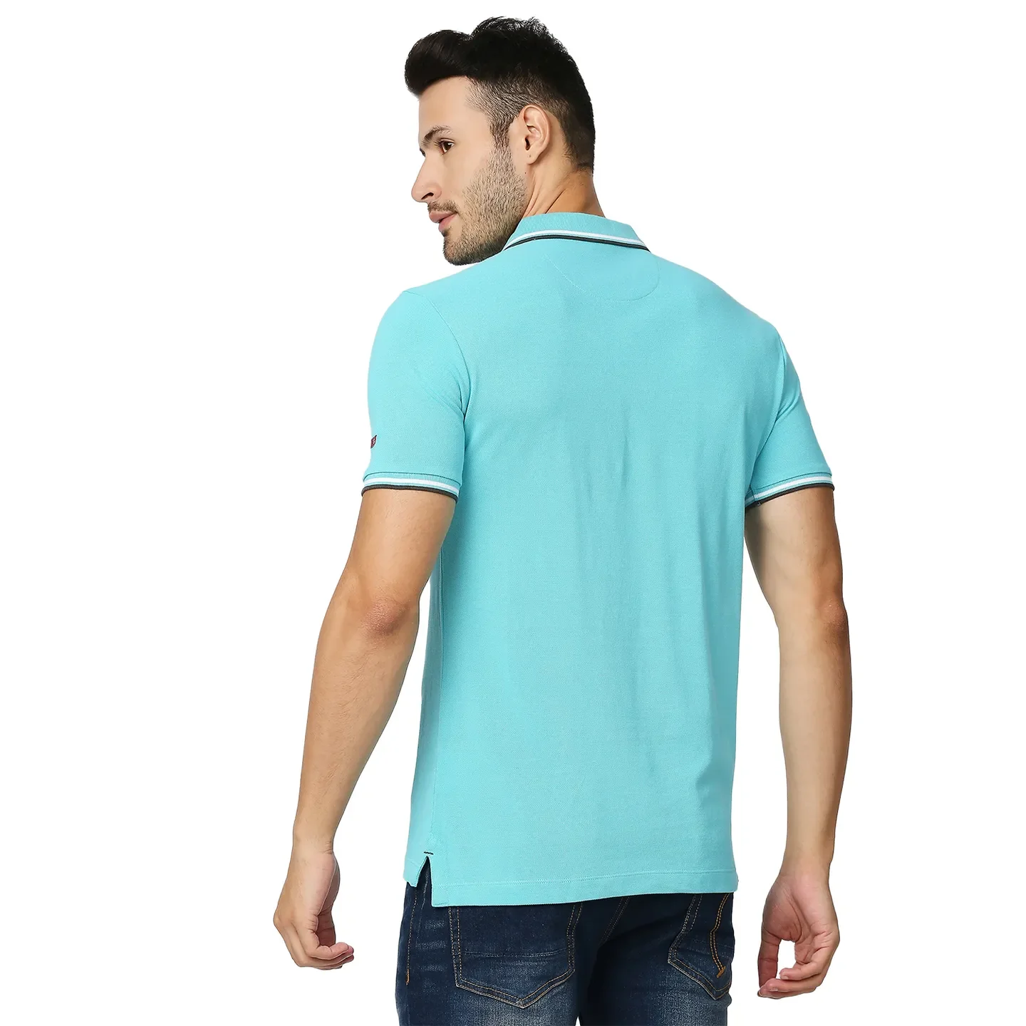 Blue Regular Fit Men's Polo T-Shirt by Being Human Clothing - Image 4