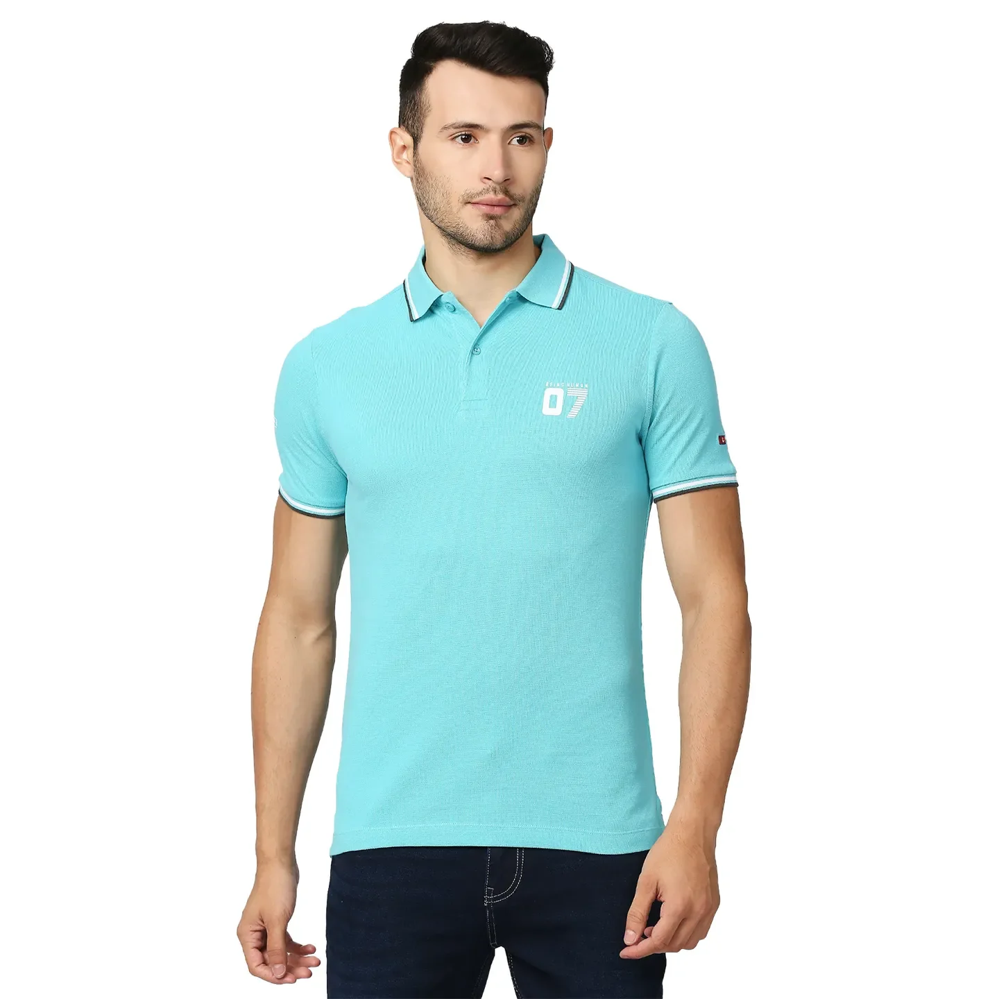 Blue Regular Fit Men's Polo T-Shirt by Being Human Clothing