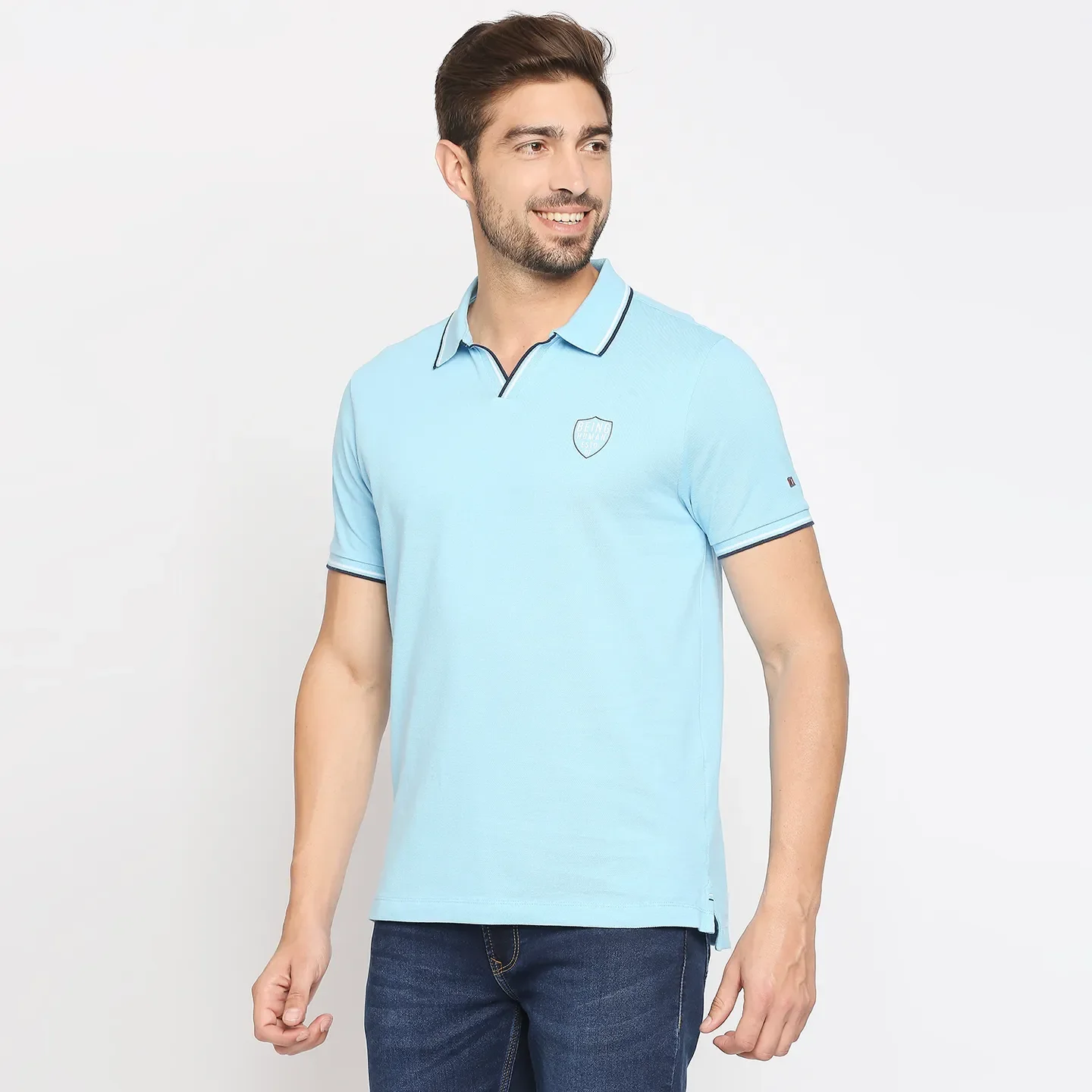 Blue Regular Fit Men's Polo T-Shirt by Being Human Clothing - Image 2