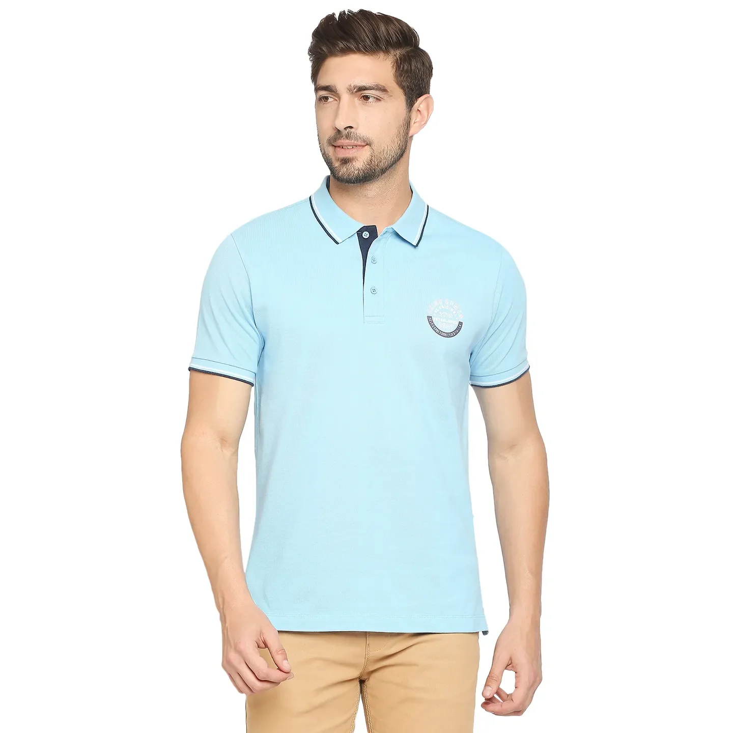 Blue Regular Fit Men's Polo T-Shirt by Being Human Clothing