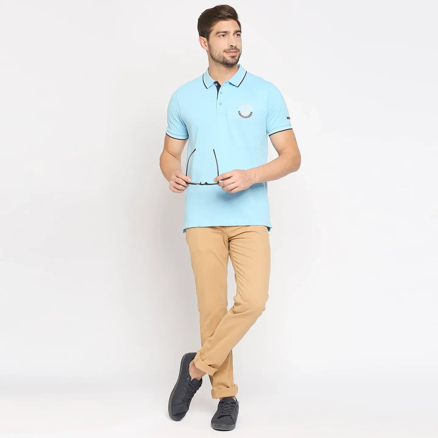 Blue Regular Fit Men's Polo T-Shirt by Being Human Clothing - Image 7