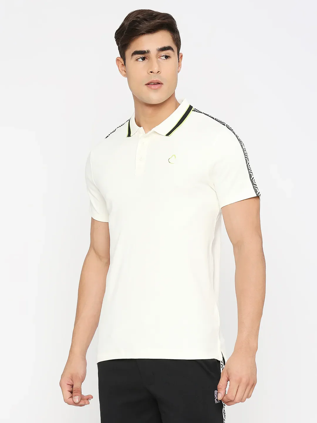 White Regular Fit Men's Polo T-Shirt by Being Human Clothing - Image 2