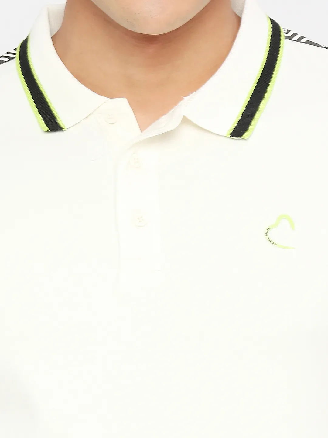 White Regular Fit Men's Polo T-Shirt by Being Human Clothing - Image 5