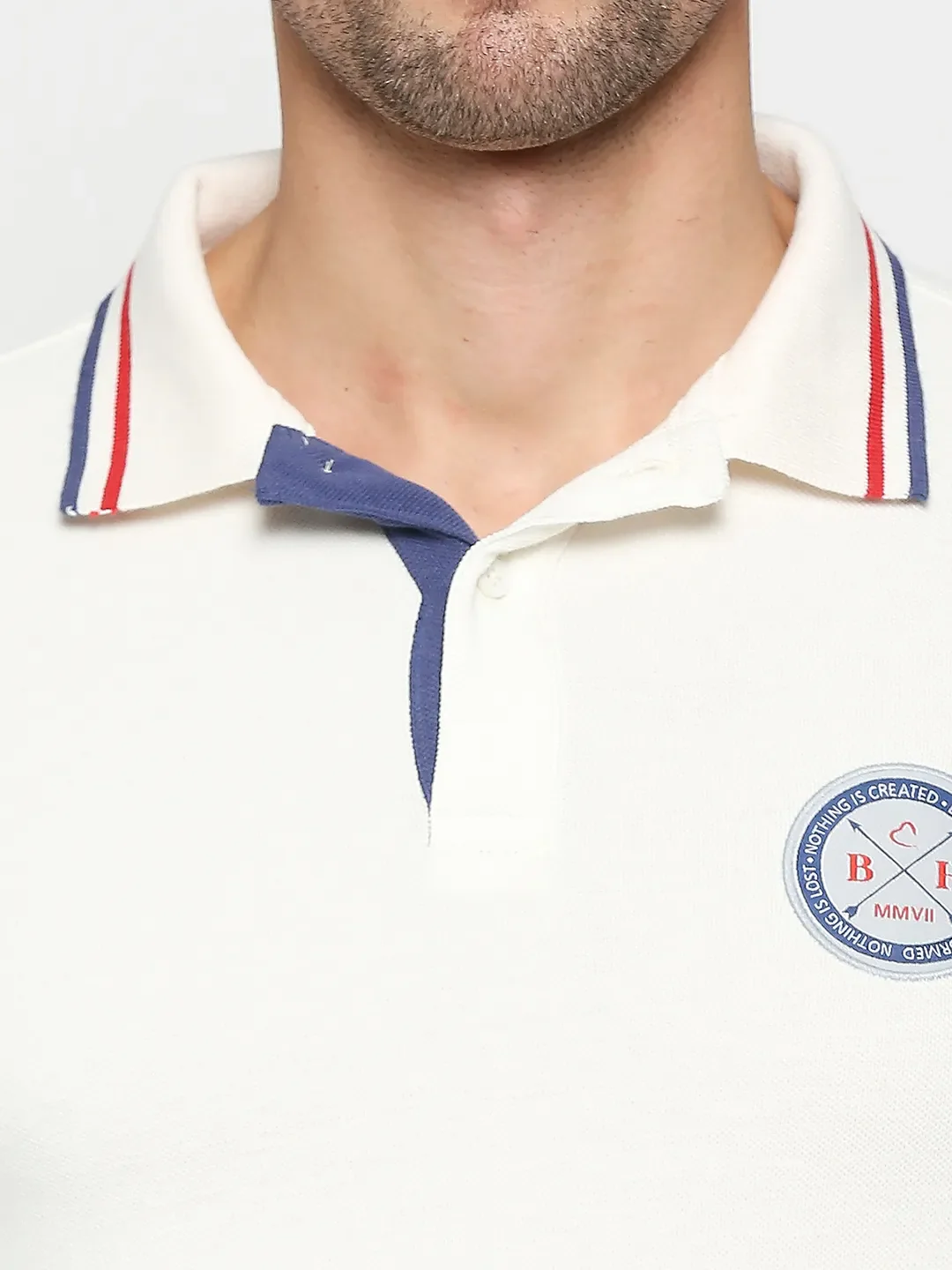 White Regular Fit Men's Polo T-Shirt by Being Human Clothing - Image 5