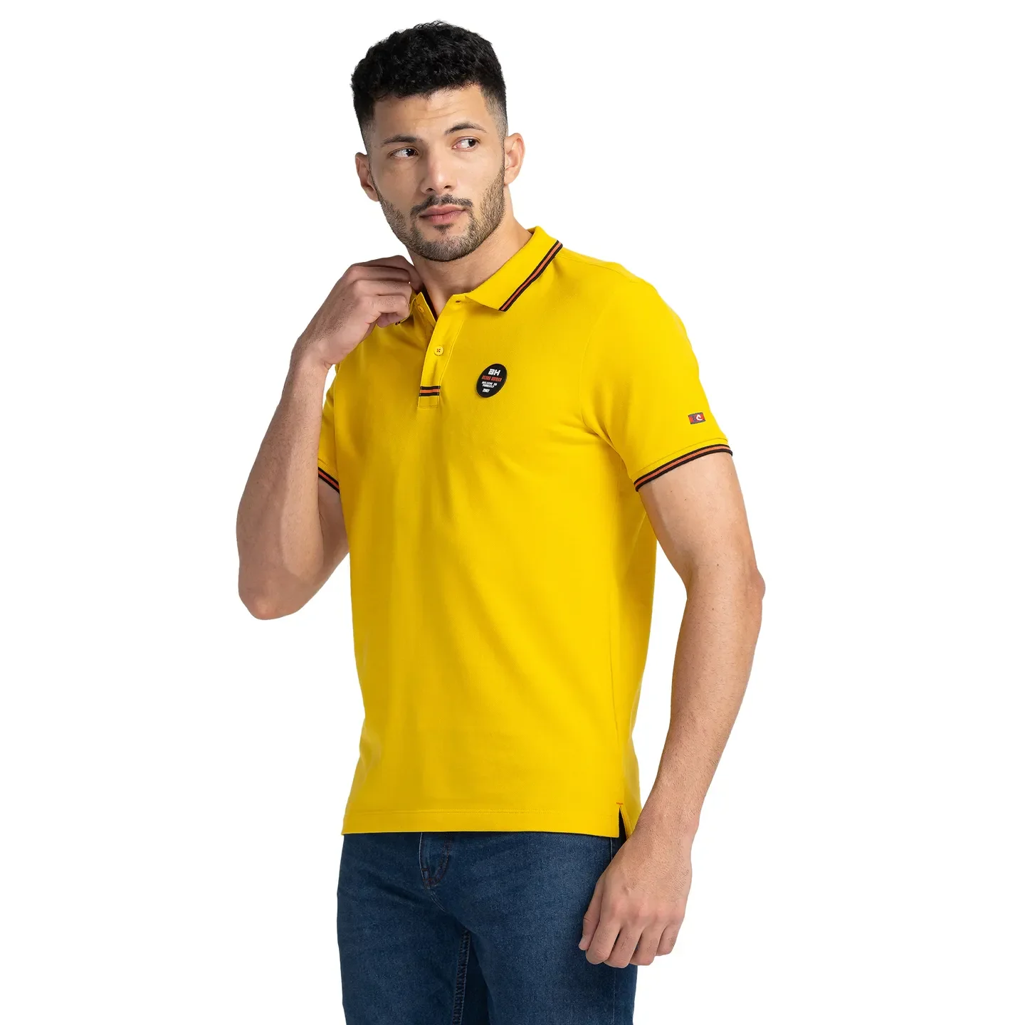 Yellow Regular Fit Men's Polo T-Shirt by Being Human Clothing - Image 4