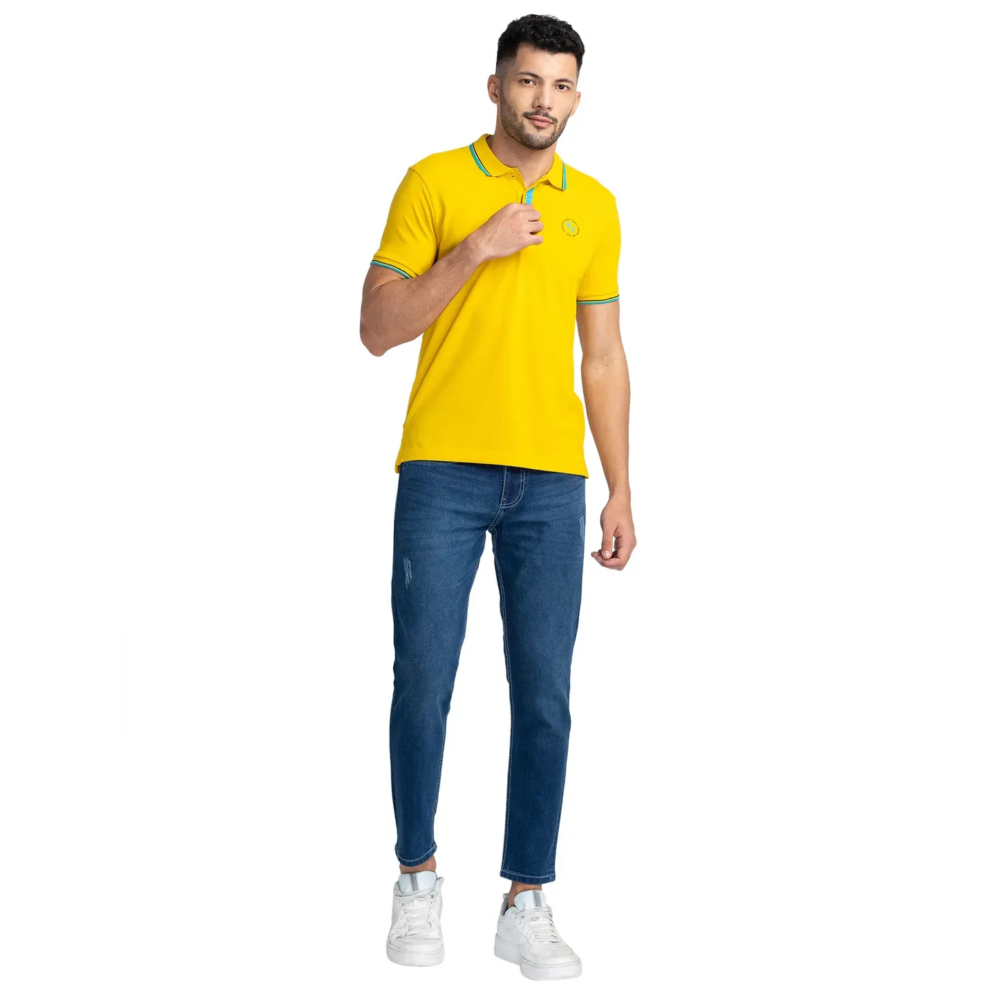 Yellow Regular Fit Men's Polo T-Shirt by Being Human Clothing - Image 2