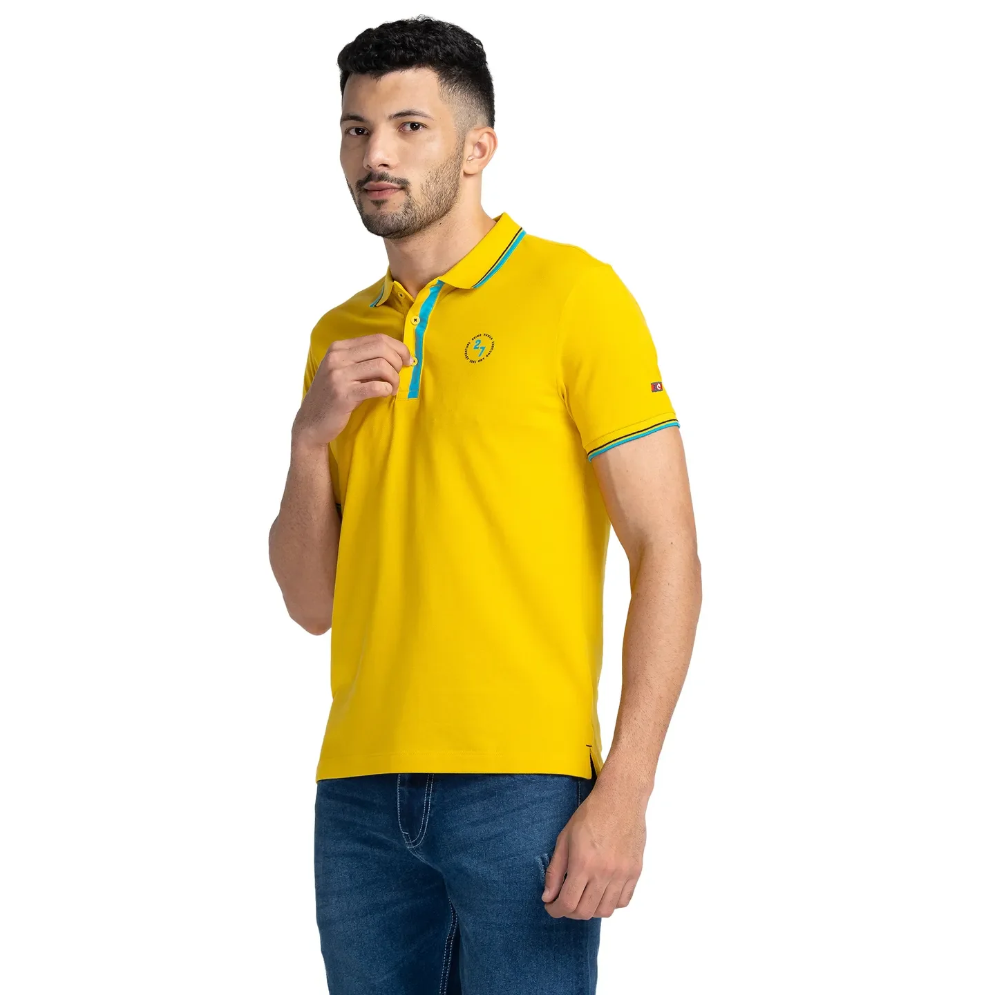 Yellow Regular Fit Men's Polo T-Shirt by Being Human Clothing - Image 4