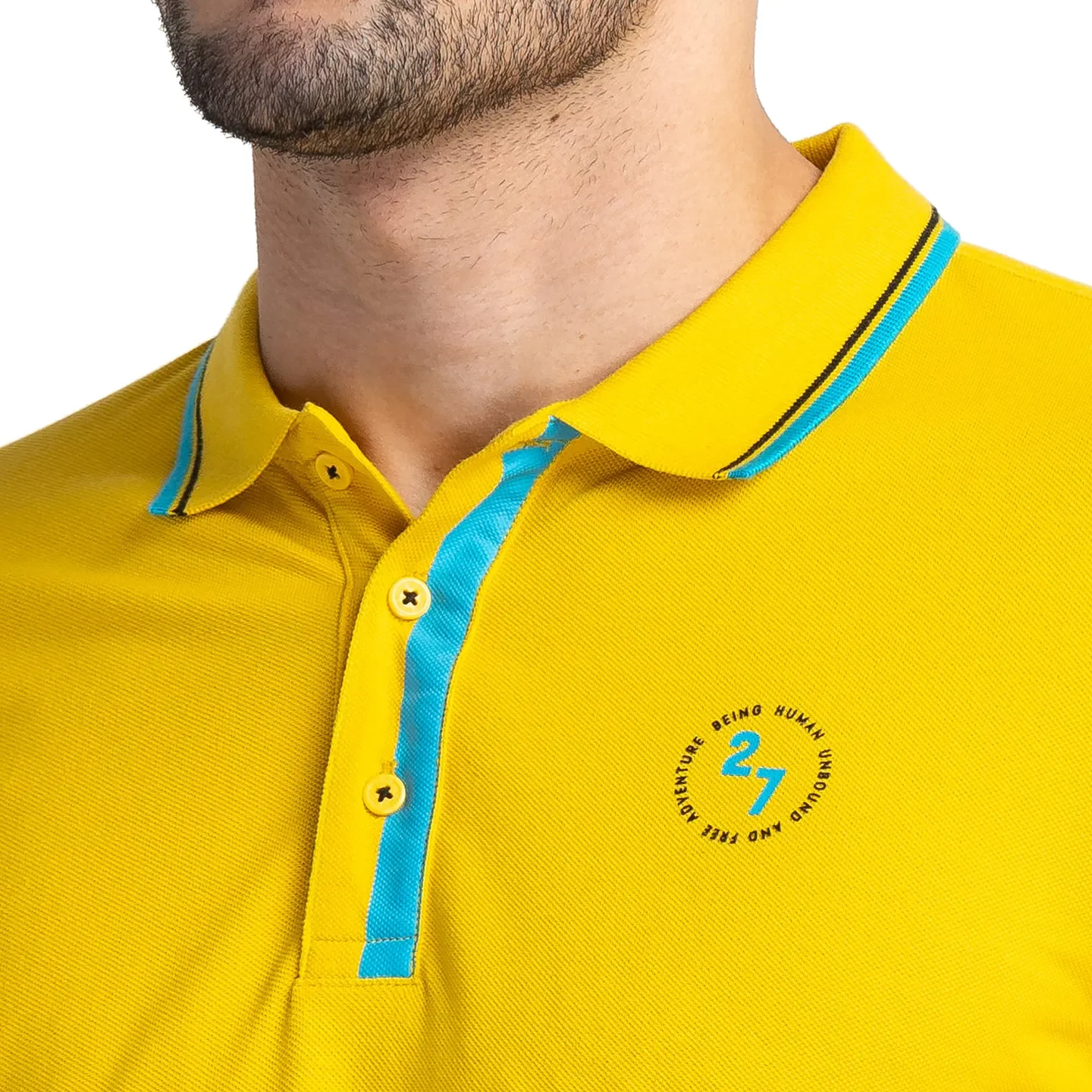 Yellow Regular Fit Men's Polo T-Shirt by Being Human Clothing - Image 5