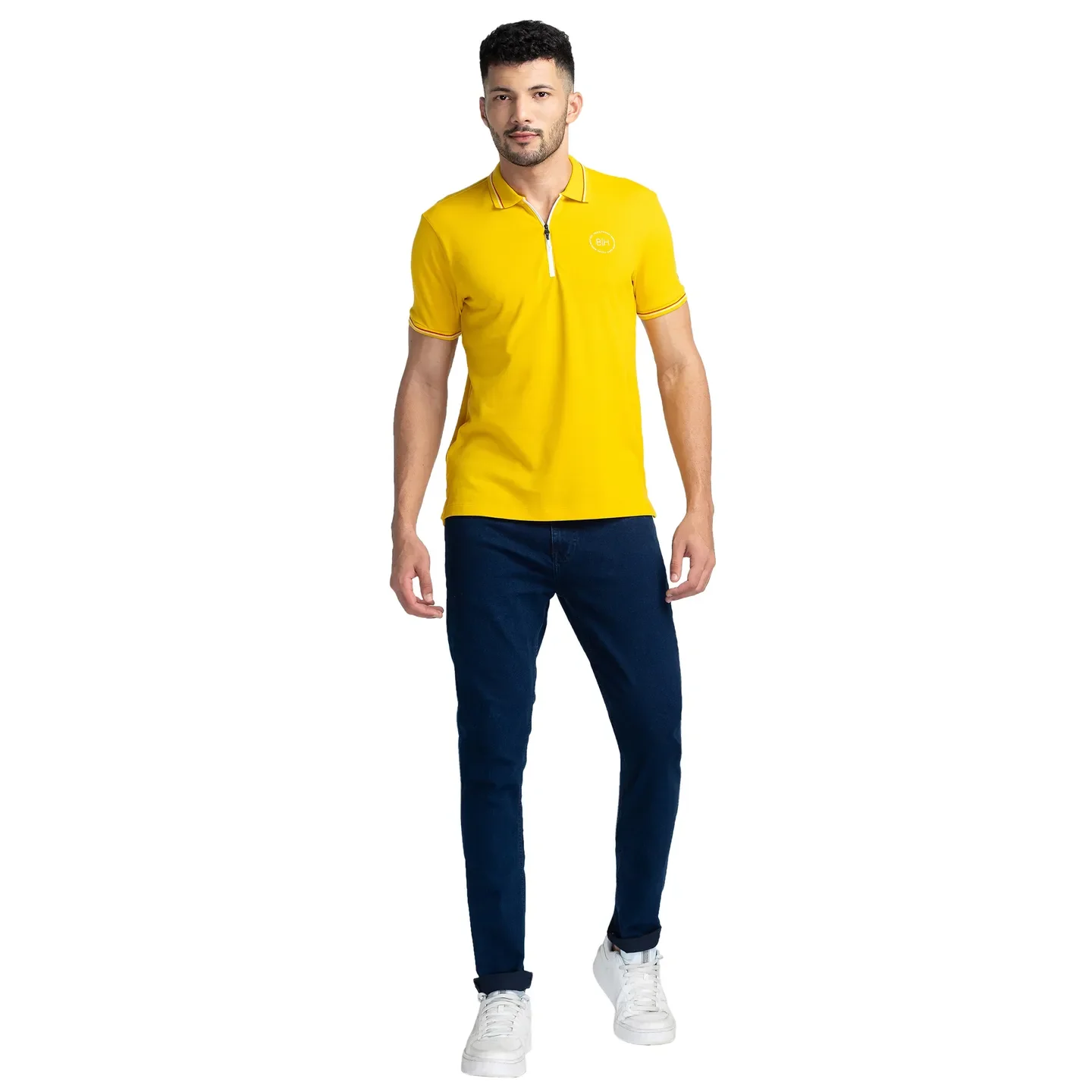 Yellow Regular Fit Men's Polo T-Shirt by Being Human Clothing - Image 2