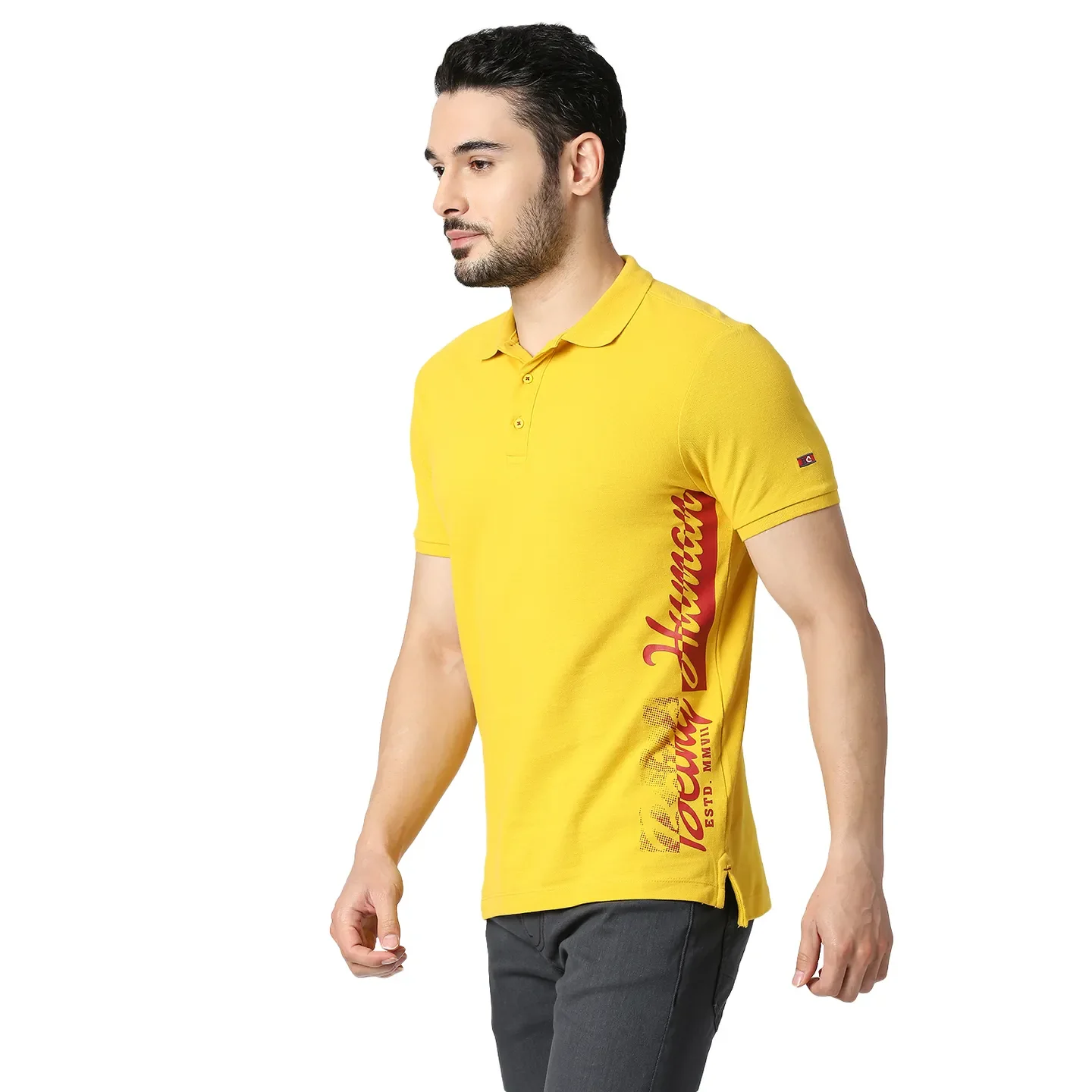 Yellow Regular Fit Men's Polo T-Shirt by Being Human Clothing - Image 2