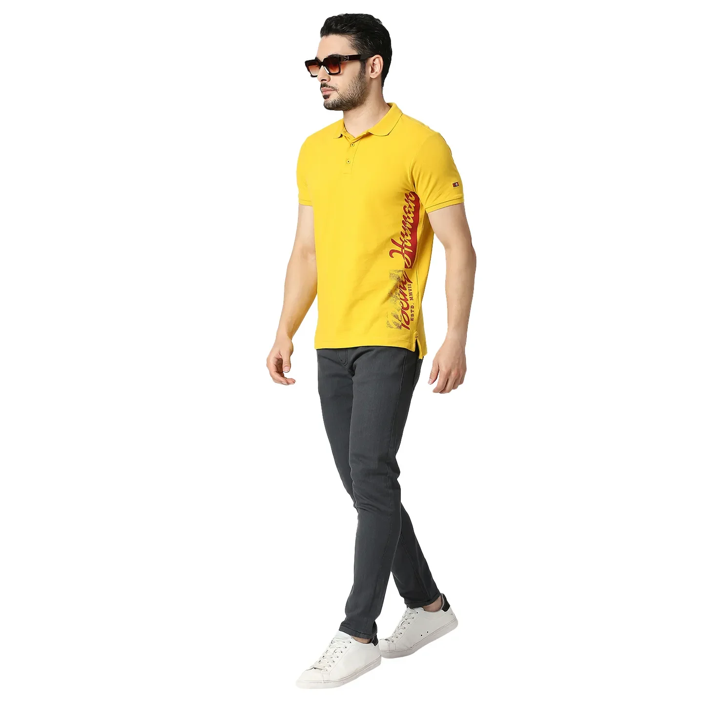 Yellow Regular Fit Men's Polo T-Shirt by Being Human Clothing - Image 5