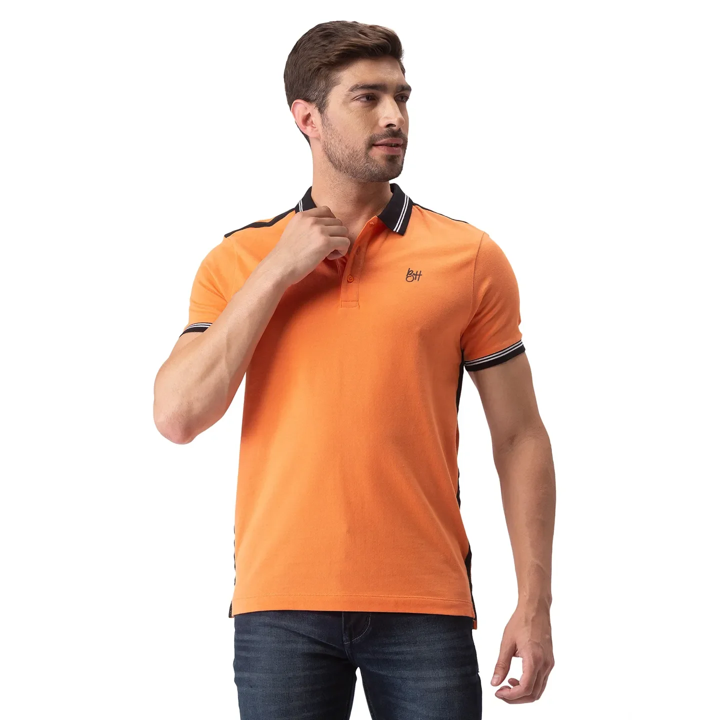 Orange Regular Fit Men's Polo T-Shirt by Being Human Clothing