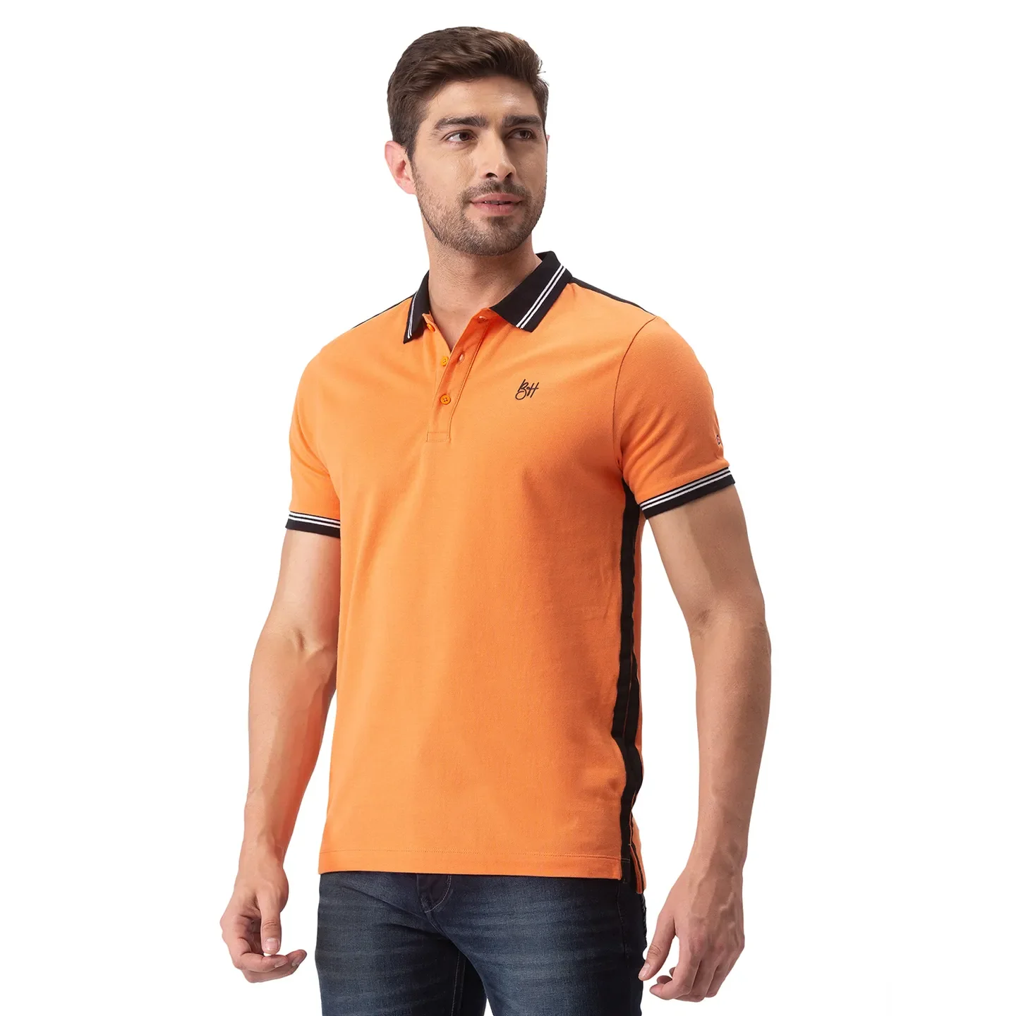 Orange Regular Fit Men's Polo T-Shirt by Being Human Clothing - Image 2