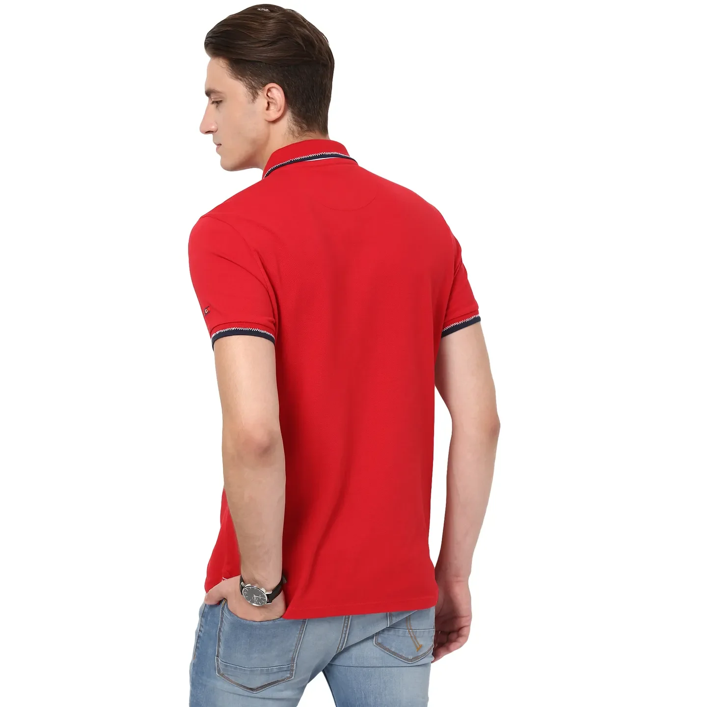 Red Regular Fit Men's Polo T-Shirt by Being Human Clothing - Image 3