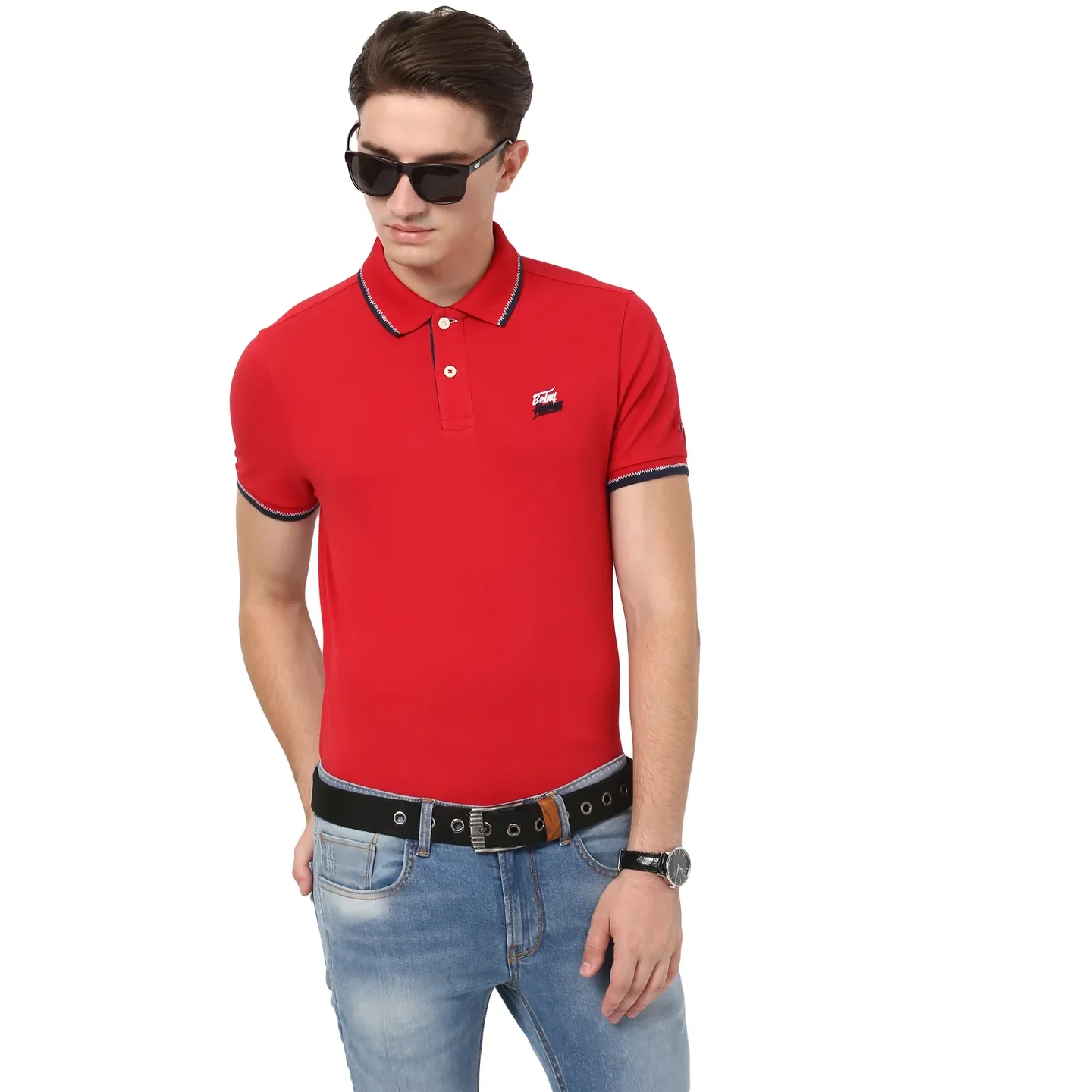 Red Regular Fit Men's Polo T-Shirt by Being Human Clothing - Image 5