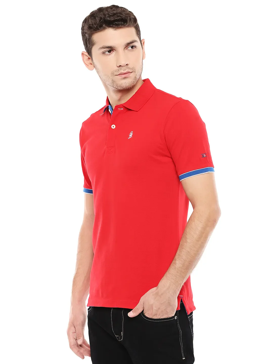 Red Regular Fit Men's Polo T-Shirt by Being Human Clothing - Image 2