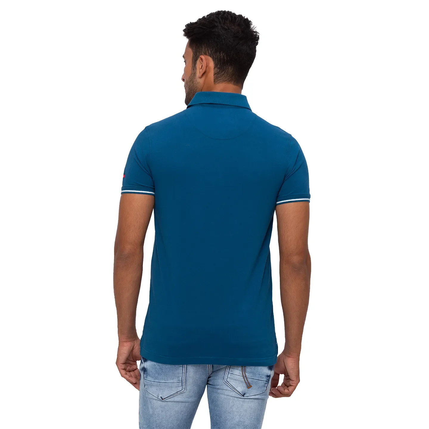 Teal Regular Fit Men's Polo T-Shirt by Being Human Clothing - Image 3