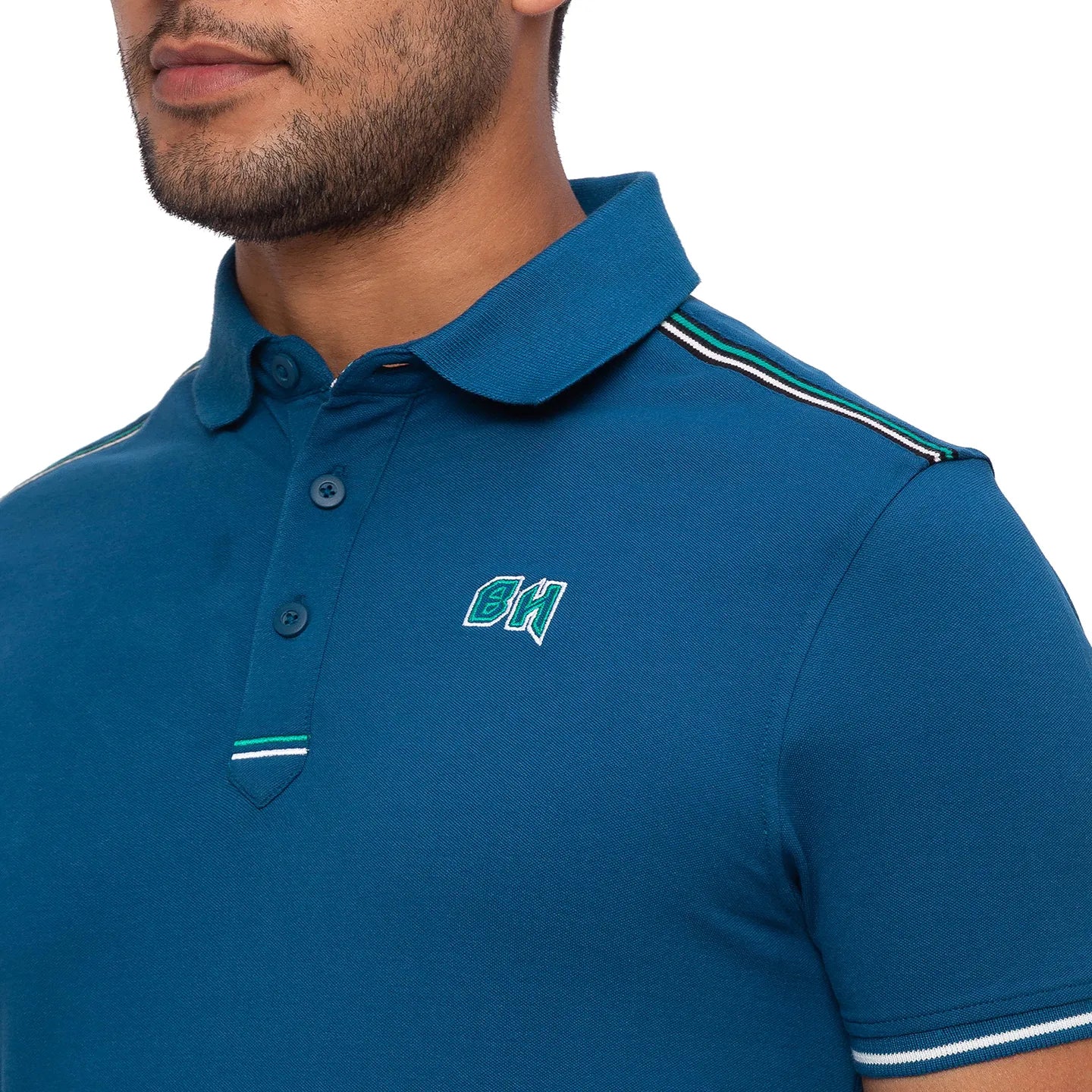 Teal Regular Fit Men's Polo T-Shirt by Being Human Clothing - Image 5