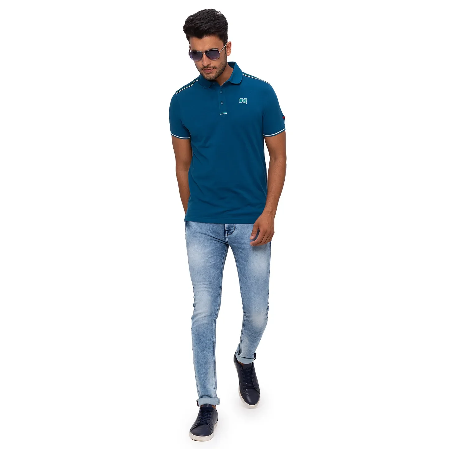 Teal Regular Fit Men's Polo T-Shirt by Being Human Clothing - Image 6