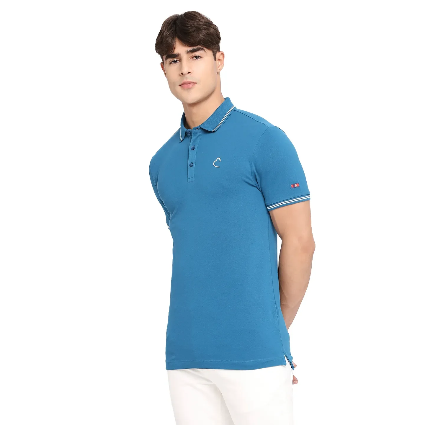 Teal Regular Fit Men's Polo T-Shirt by Being Human Clothing - Image 2