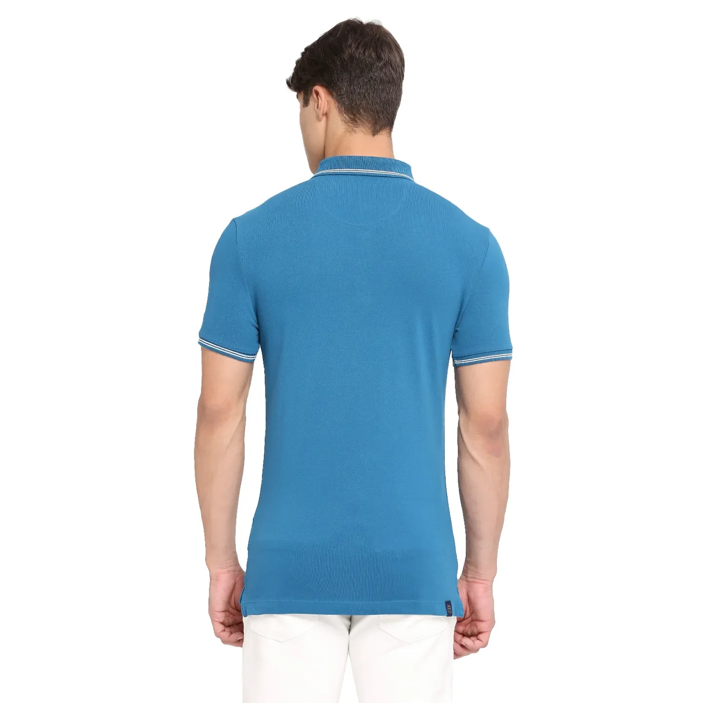 Teal Regular Fit Men's Polo T-Shirt by Being Human Clothing - Image 4