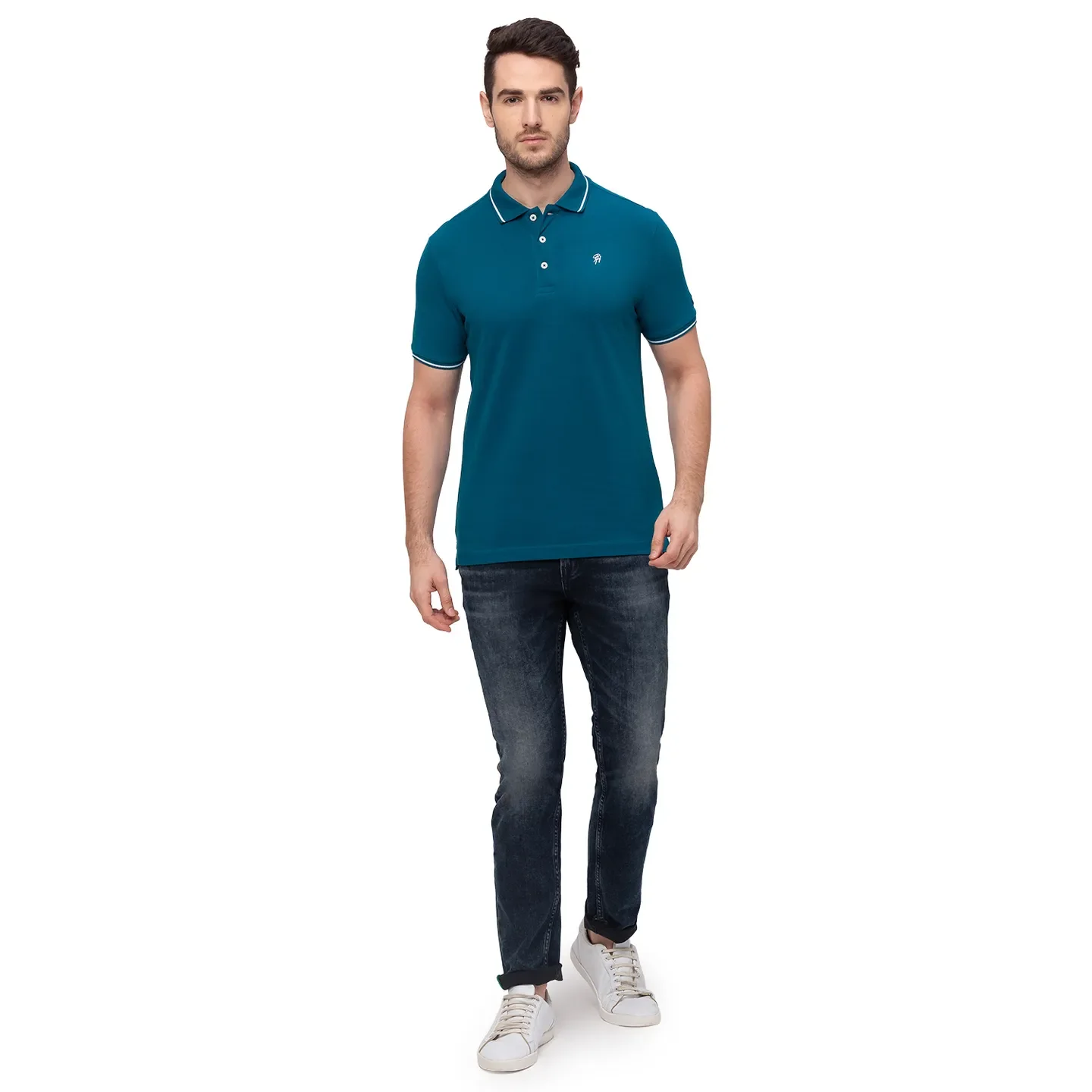 Blue Regular Fit Men's Polo T-Shirt by Being Human Clothing - Image 5