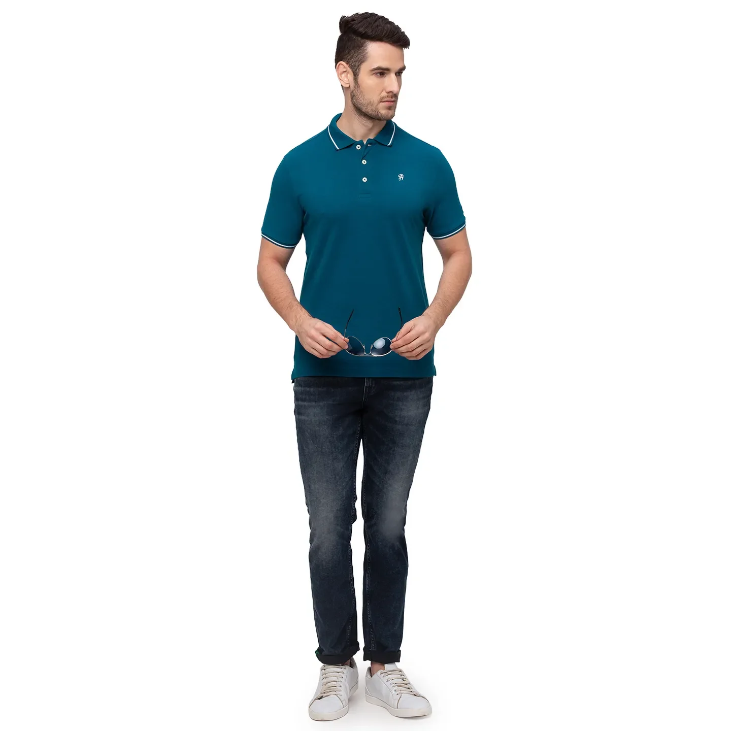 Blue Regular Fit Men's Polo T-Shirt by Being Human Clothing - Image 6