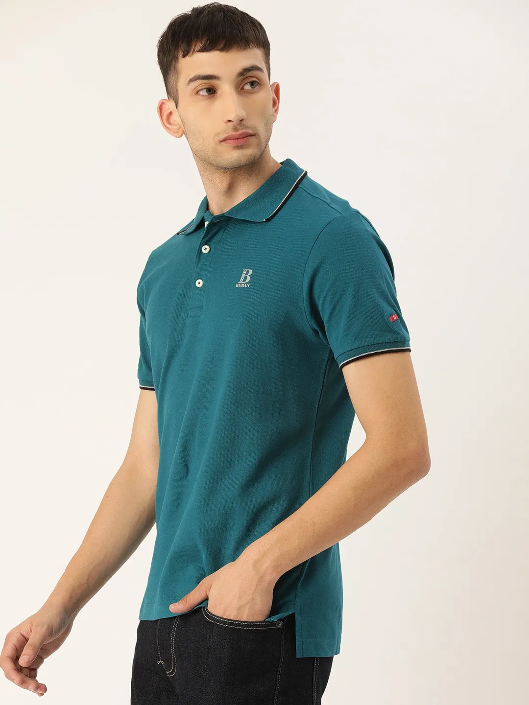 Blue Regular Fit Men's Polo T-Shirt by Being Human Clothing - Image 4