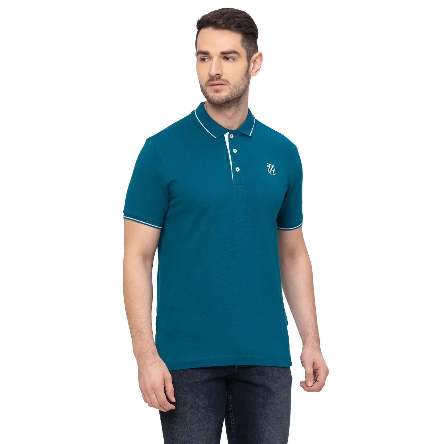 Blue Regular Fit Men's Polo T-Shirt by Being Human Clothing