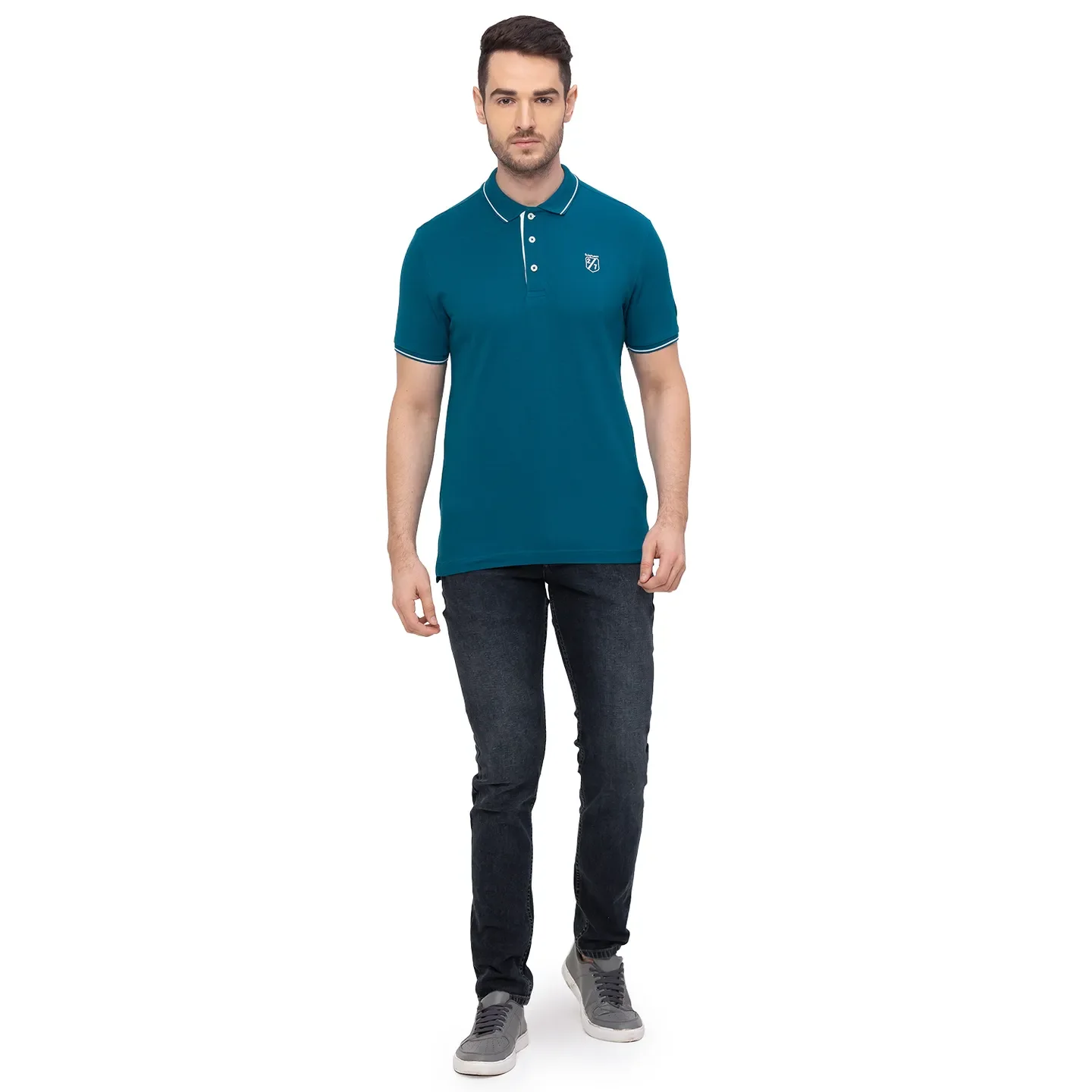 Blue Regular Fit Men's Polo T-Shirt by Being Human Clothing - Image 5