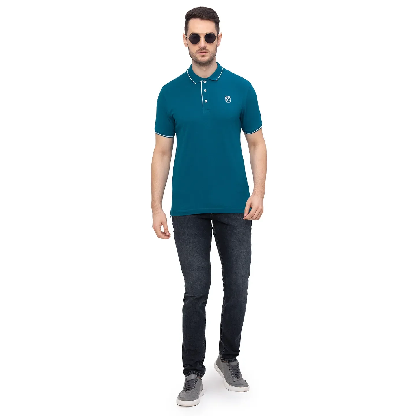 Blue Regular Fit Men's Polo T-Shirt by Being Human Clothing - Image 6