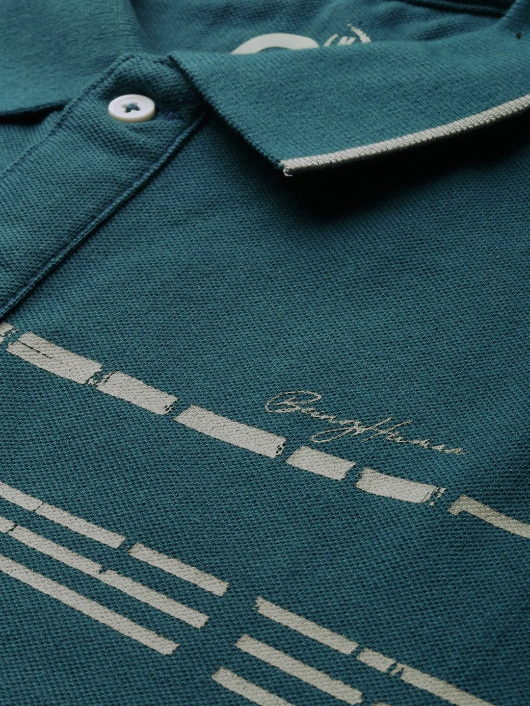 Teal Regular Fit Men's Polo T-Shirt by Being Human Clothing - Image 4