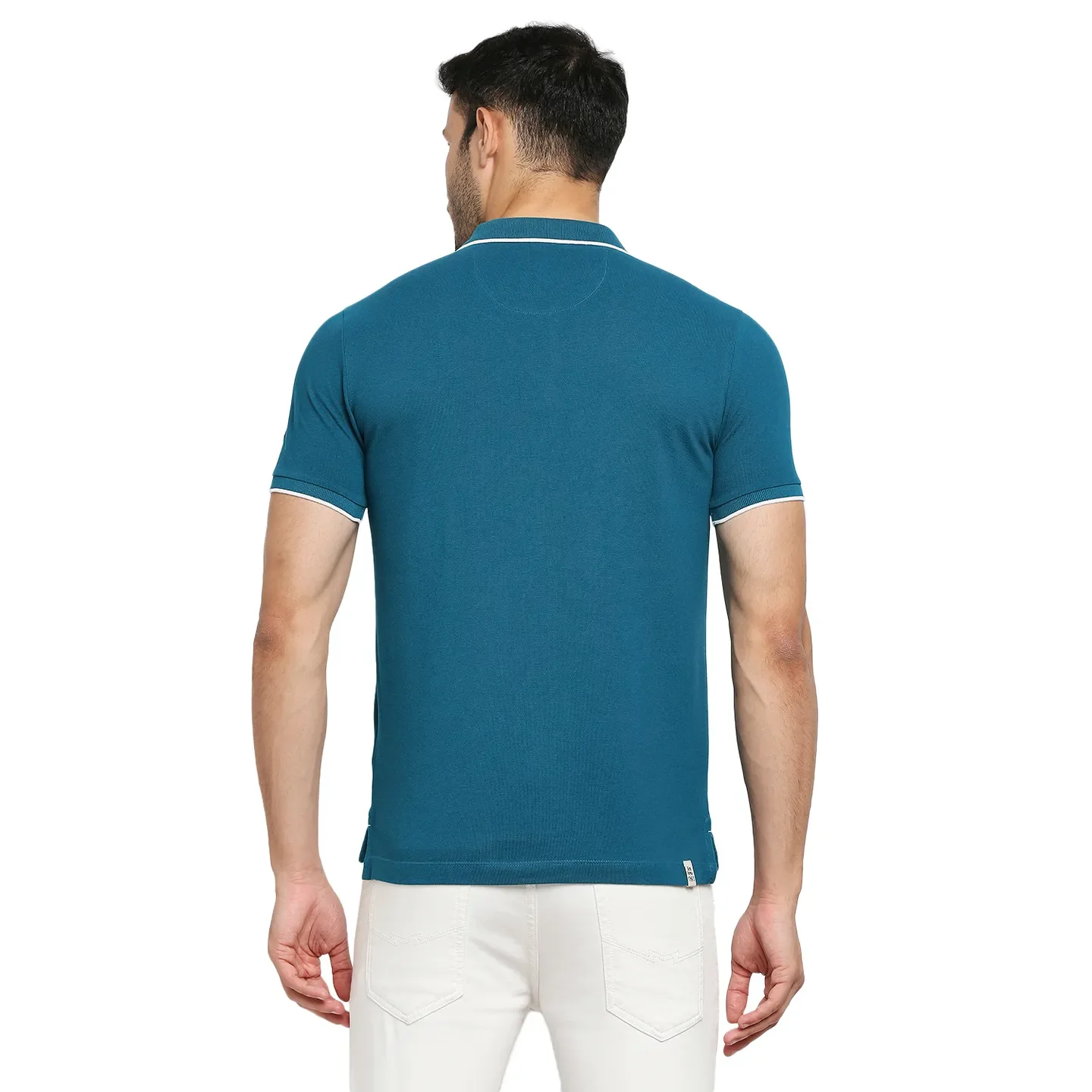 Teal Regular Fit Men's Polo T-Shirt by Being Human Clothing - Image 3