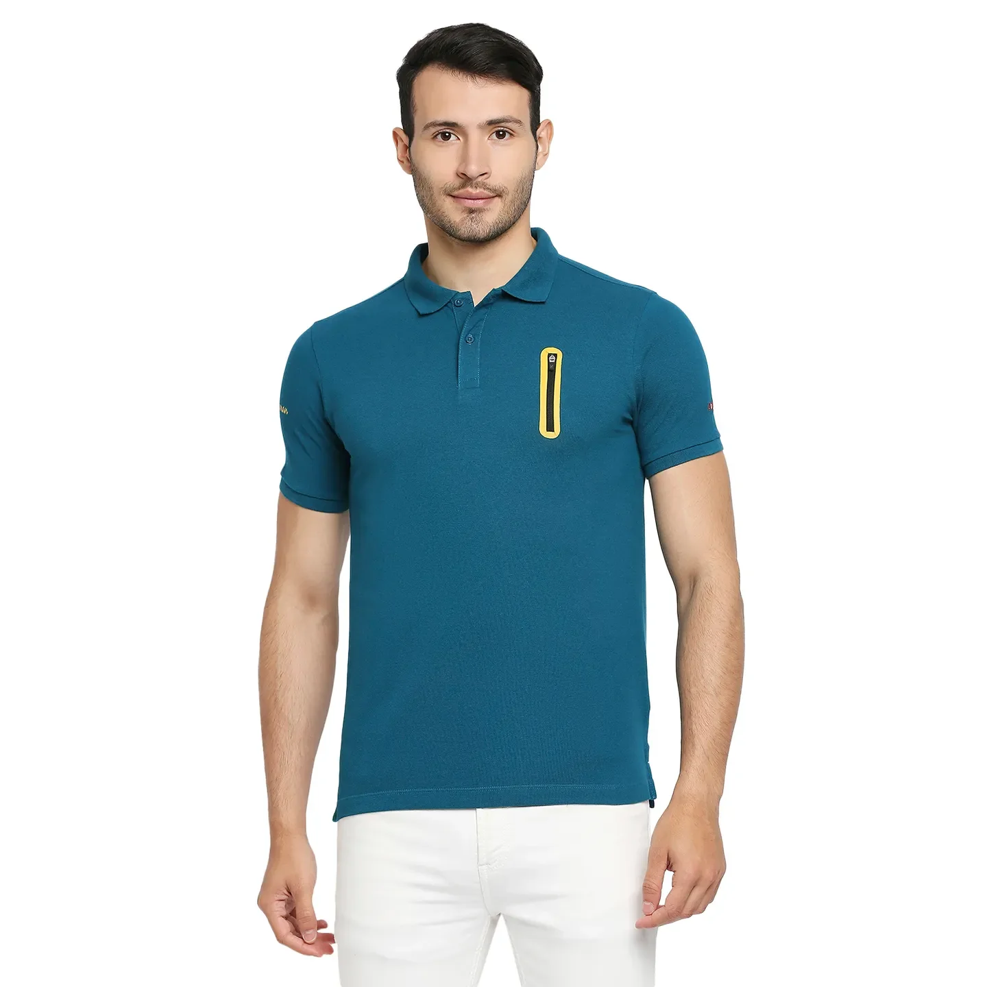 Teal Regular Fit Men's Polo T-Shirt by Being Human Clothing