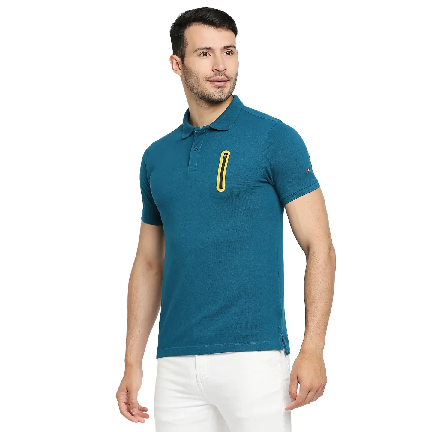 Teal Regular Fit Men's Polo T-Shirt by Being Human Clothing - Image 2