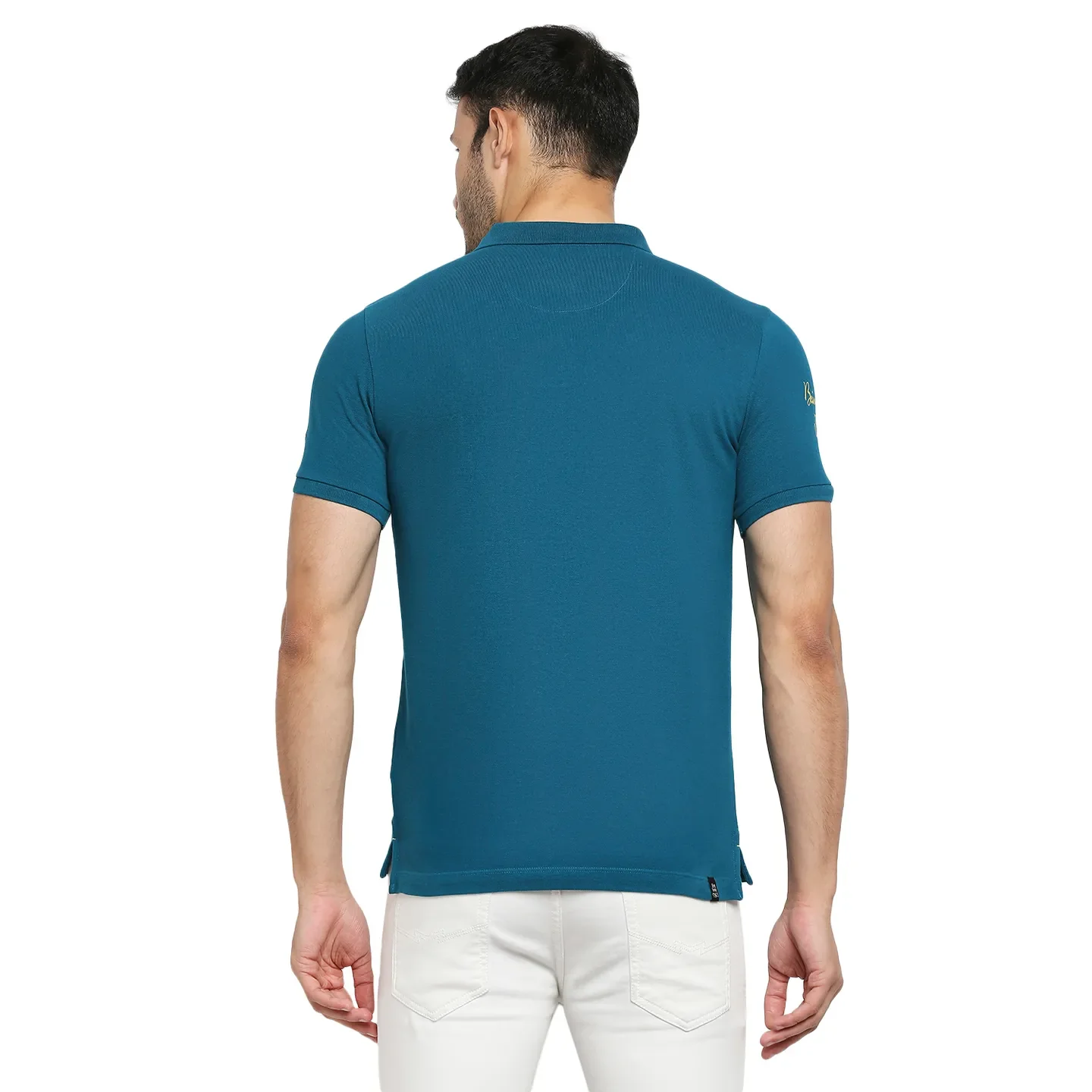 Teal Regular Fit Men's Polo T-Shirt by Being Human Clothing - Image 4